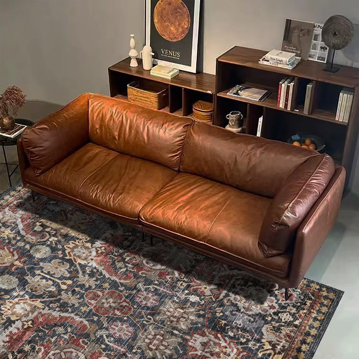 RUGSURE Washable Area Rugs - Perfect for Living Room, Bedroom, Kids Room, Nursery - Stain & Water Resistant Non-Slip, Pet & Child Friendly, Vintage Tribal Area Rugs (Rust, 5' x 7')