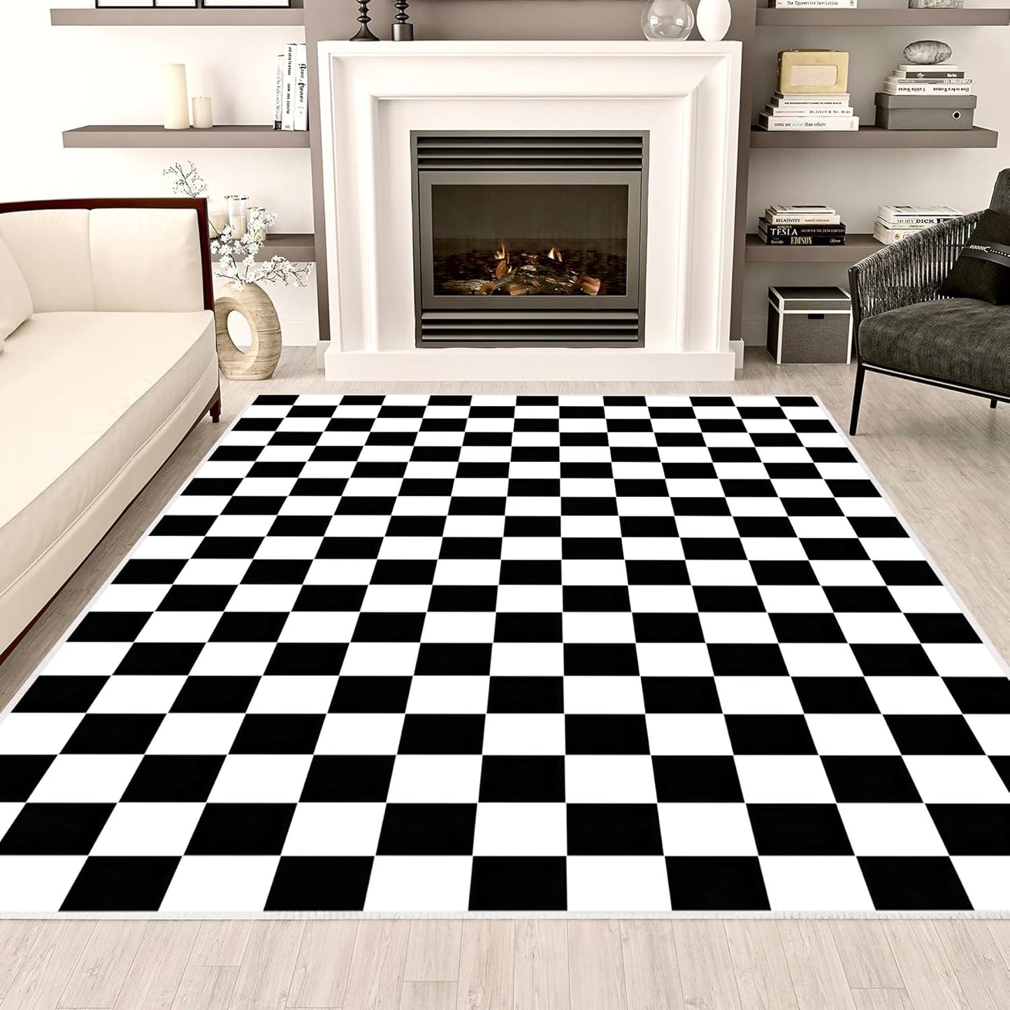 Leopard Rug 8x10 Large Living Room Area Rug Washable Non-Slip Leopard Print Bedroom Rug Modern Themed Indoor Carpet for Dining Room Foyer Apartment Den（8x10ft,Brown）