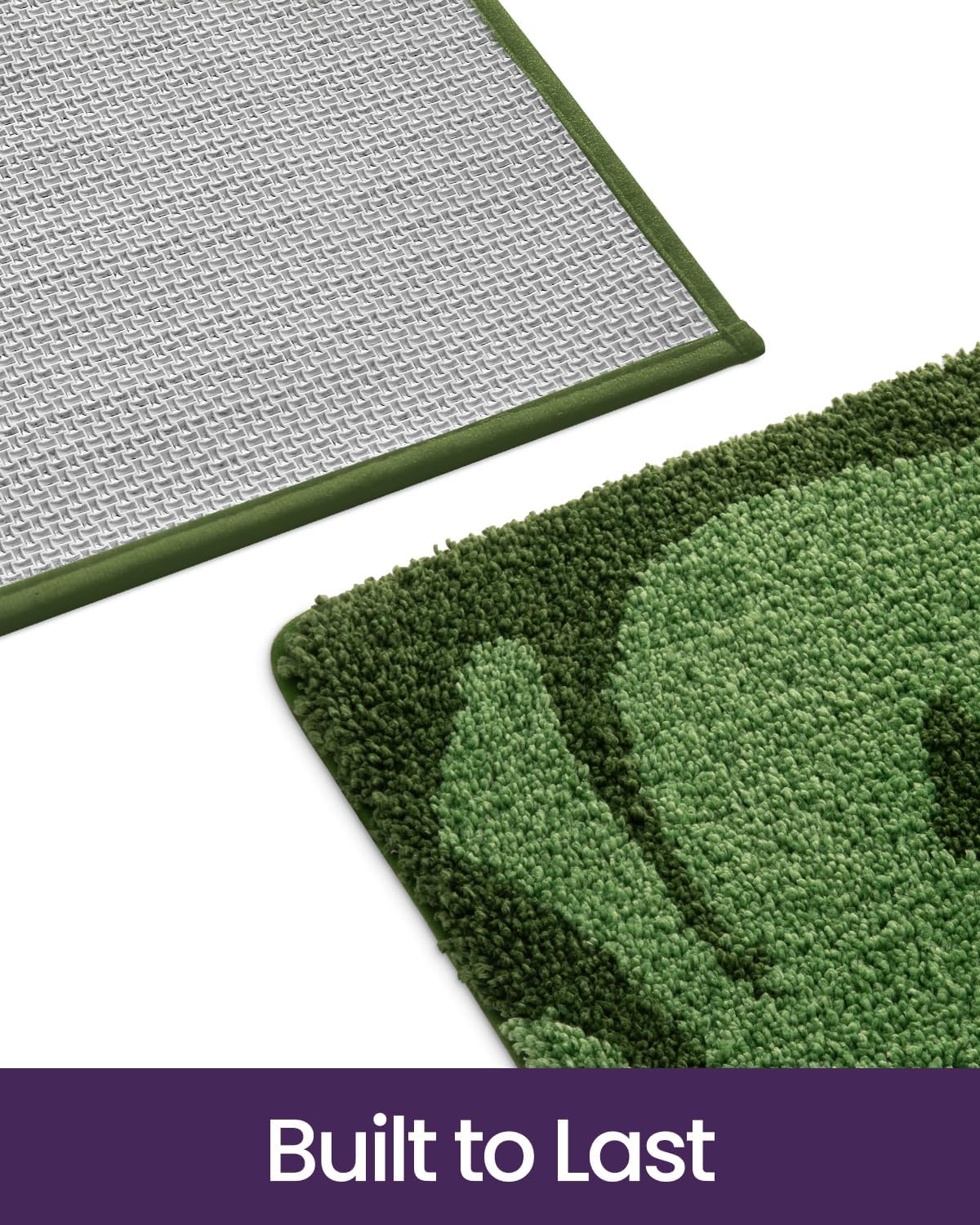 DEXI Bathroom Rug Non Slip, Washable Bath Mat Absorbent, Soft Microfiber Bathmat Monstera Deliciosa Embossed Leaf Carpet for Shower Floor, Square 31x31,Green