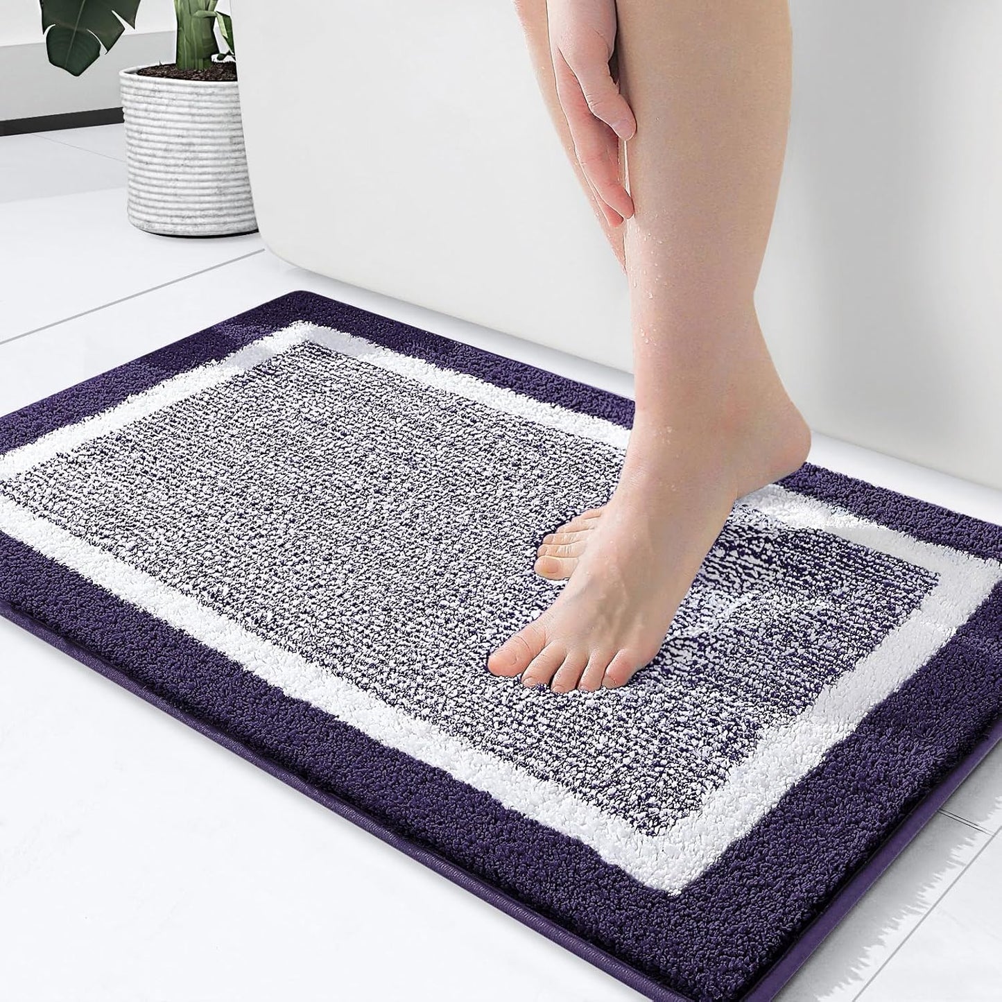 OLANLY Bathroom Rugs 24x16, Extra Soft and Absorbent Microfiber Bath Mat, Non-Slip, Machine Washable, Quick Dry Shaggy Bath Carpet, Suitable for Bathroom Floor, Tub, Shower (Small, Dark Grey)