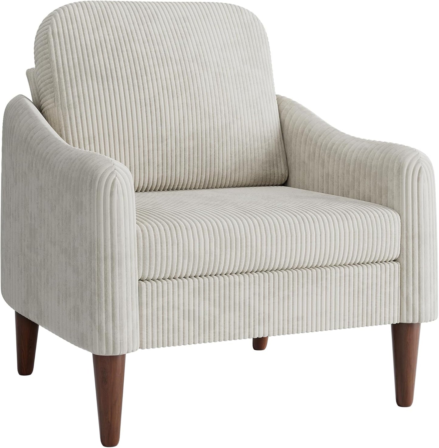JUMMICO Corduroy Fabric Club Chair, Accent Barrel Chair, Furry Sherpa Elegant Armchair with Cozy Soft Padded, Suitable for Reception Room Bedroom Living Room Office (Gray)
