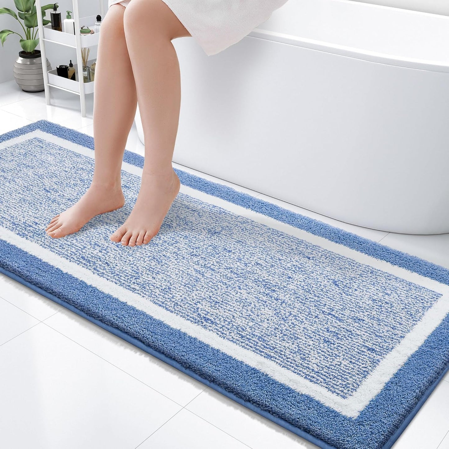 OLANLY Bathroom Rugs 24x16, Extra Soft and Absorbent Microfiber Bath Mat, Non-Slip, Machine Washable, Quick Dry Shaggy Bath Carpet, Suitable for Bathroom Floor, Tub, Shower (Small, Dark Grey)
