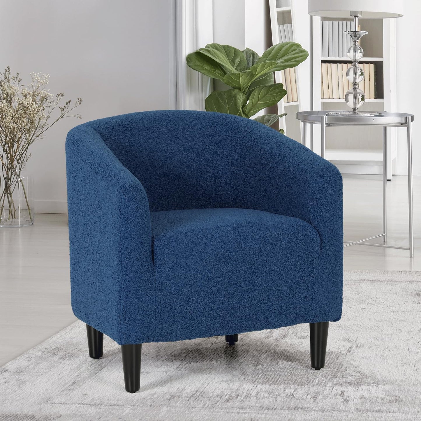 MoNiBloom Accent Barrel Chair, Boucle Fabric Accent Chair, Modern Sherpa Elegant Armchair with Cozy Soft Padded, 300lbs Capacity Compact Sofa Chair for Living Room, Bedroom, Office, Light Gray