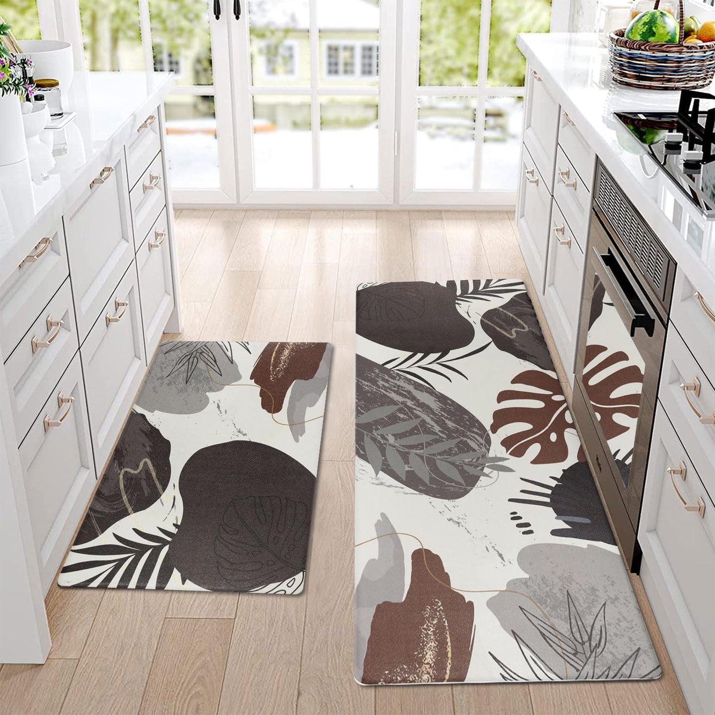 Homcomoda Anti Fatigue Kitchen Mats for Floor Set of 3 Cushioned Kitchen Rug Sets 3 Piece Non Slip Waterproof Comfort Standing Mat for Home Office Kitchen Sink