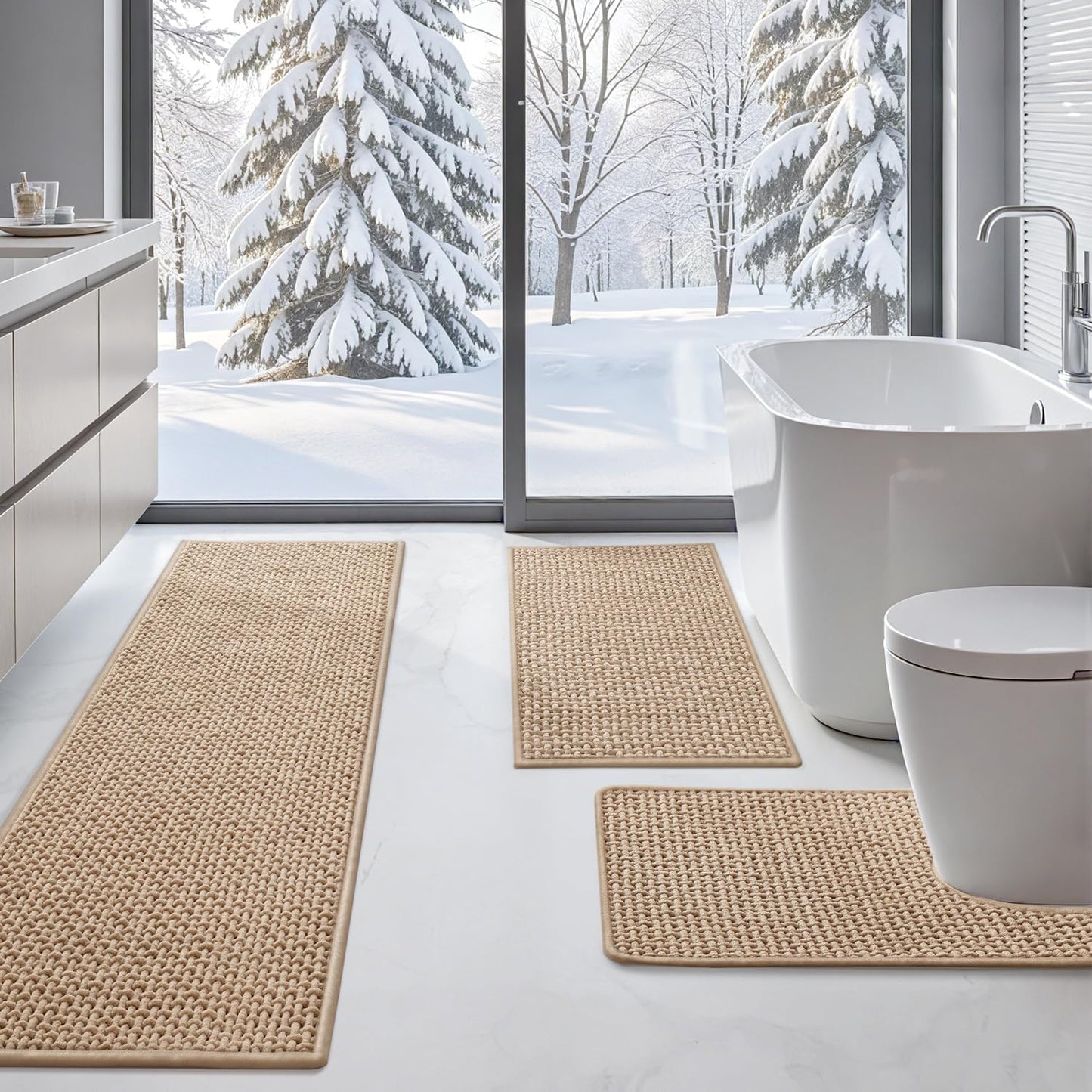 Color&Geometry Chenille Pile Large Bathroom Rugs Upgraded Denser, 24"x36" Non Slip Absorbent Black Bath Mats for Bathroom Thin Fit Under Door, Washable Quick Dry