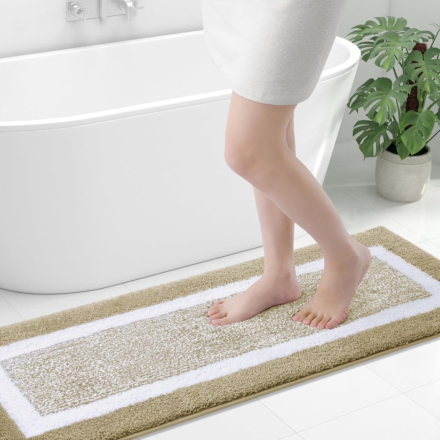 OLANLY Bathroom Rugs 24x16, Extra Soft and Absorbent Microfiber Bath Mat, Non-Slip, Machine Washable, Quick Dry Shaggy Bath Carpet, Suitable for Bathroom Floor, Tub, Shower (Small, Dark Grey)