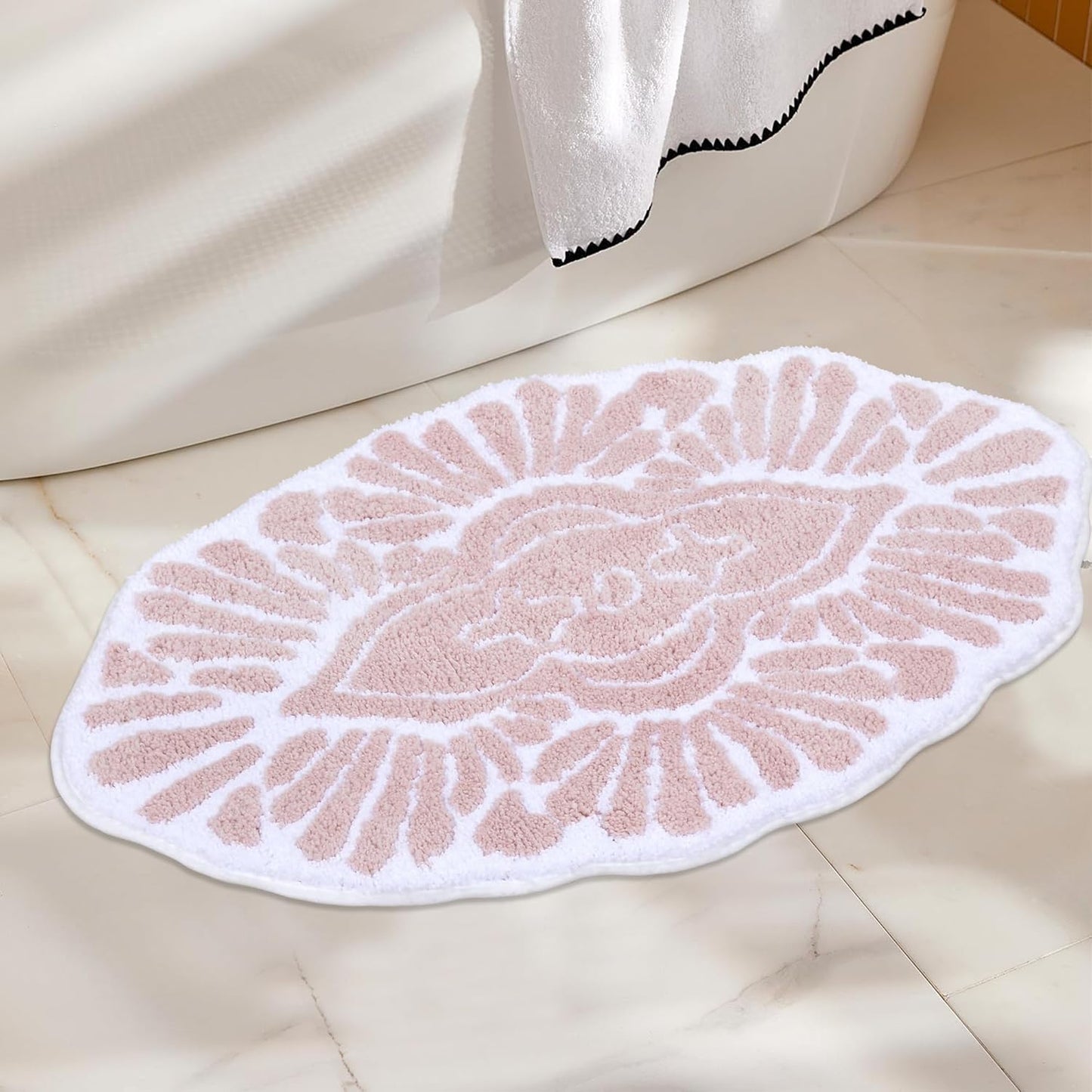 Bathroom Runner Rug 18x47 Non Slip Absorbent Bath Mats Long Bathroom Rugs Machine Washable Carpet Runner Rug Beige