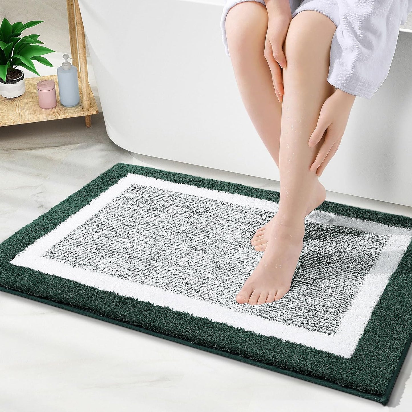 OLANLY Bathroom Rugs 24x16, Extra Soft and Absorbent Microfiber Bath Mat, Non-Slip, Machine Washable, Quick Dry Shaggy Bath Carpet, Suitable for Bathroom Floor, Tub, Shower (Small, Dark Grey)