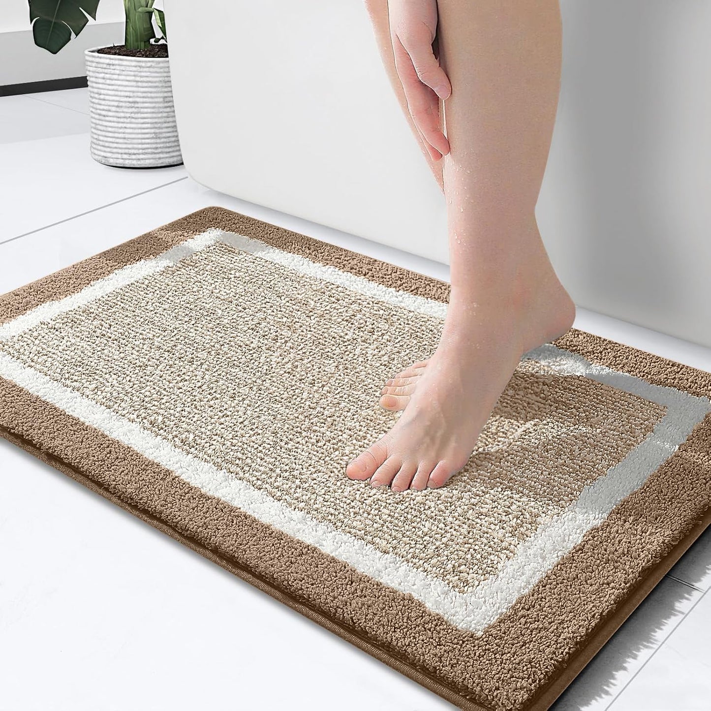 OLANLY Bathroom Rugs 24x16, Extra Soft and Absorbent Microfiber Bath Mat, Non-Slip, Machine Washable, Quick Dry Shaggy Bath Carpet, Suitable for Bathroom Floor, Tub, Shower (Small, Dark Grey)