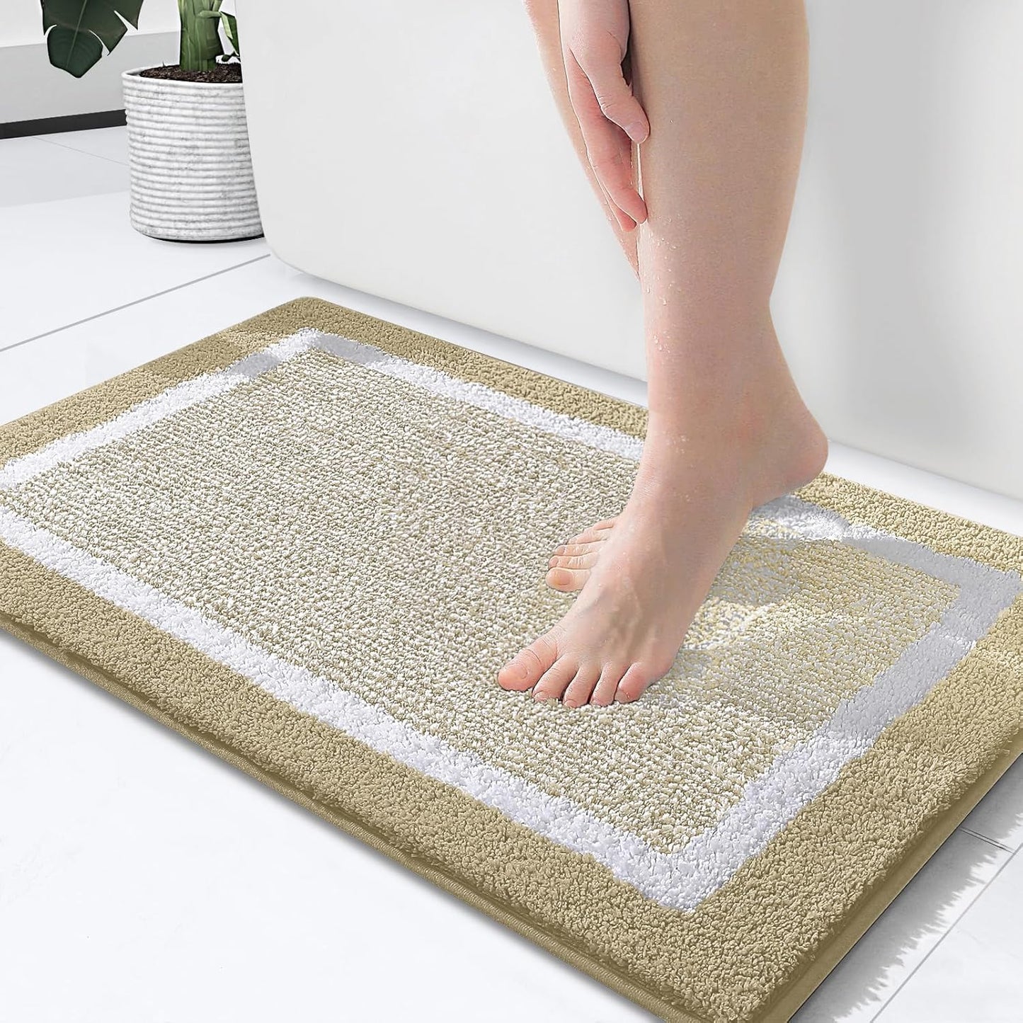 OLANLY Bathroom Rugs 24x16, Extra Soft and Absorbent Microfiber Bath Mat, Non-Slip, Machine Washable, Quick Dry Shaggy Bath Carpet, Suitable for Bathroom Floor, Tub, Shower (Small, Dark Grey)