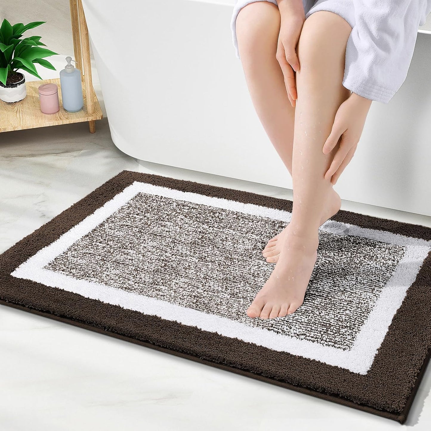 OLANLY Bathroom Rugs 24x16, Extra Soft and Absorbent Microfiber Bath Mat, Non-Slip, Machine Washable, Quick Dry Shaggy Bath Carpet, Suitable for Bathroom Floor, Tub, Shower (Small, Dark Grey)