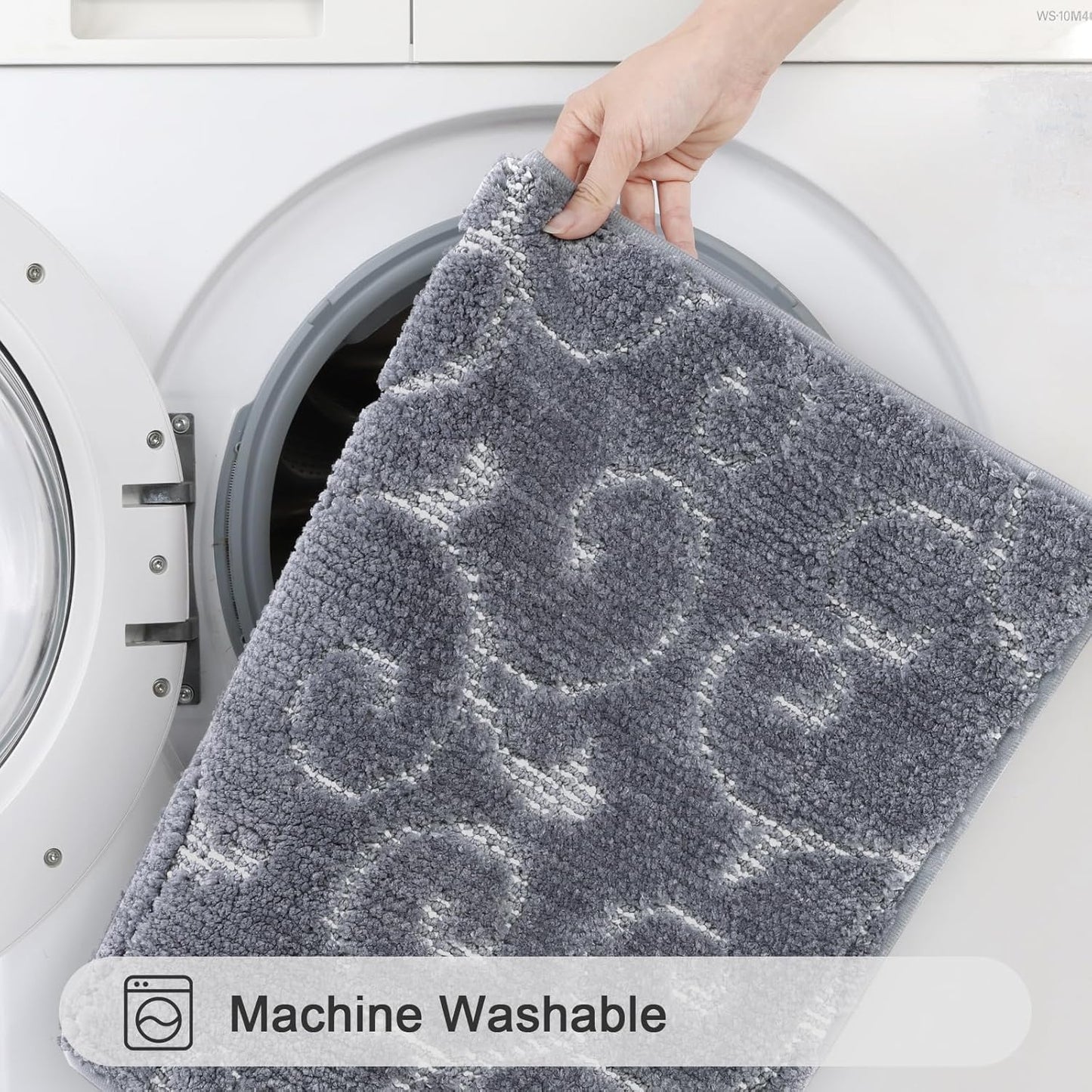 HEBE Bathroom Rug Set - 3 Piece Non Slip Shower Mats with U-Shaped Toilet Mat, Absorbent Microfiber Bath Mats for Bath Rugs, Washable Shaggy Floor Carpet