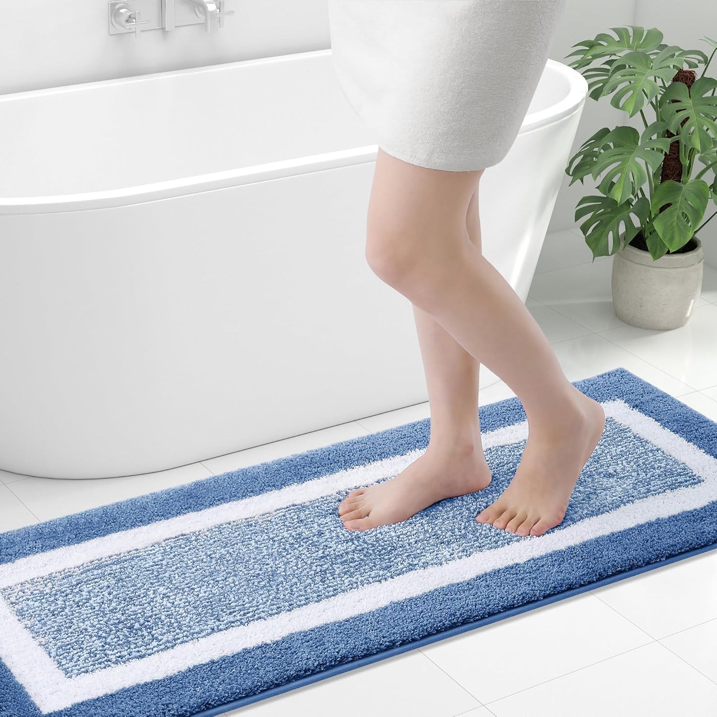 OLANLY Bathroom Rugs 24x16, Extra Soft and Absorbent Microfiber Bath Mat, Non-Slip, Machine Washable, Quick Dry Shaggy Bath Carpet, Suitable for Bathroom Floor, Tub, Shower (Small, Dark Grey)
