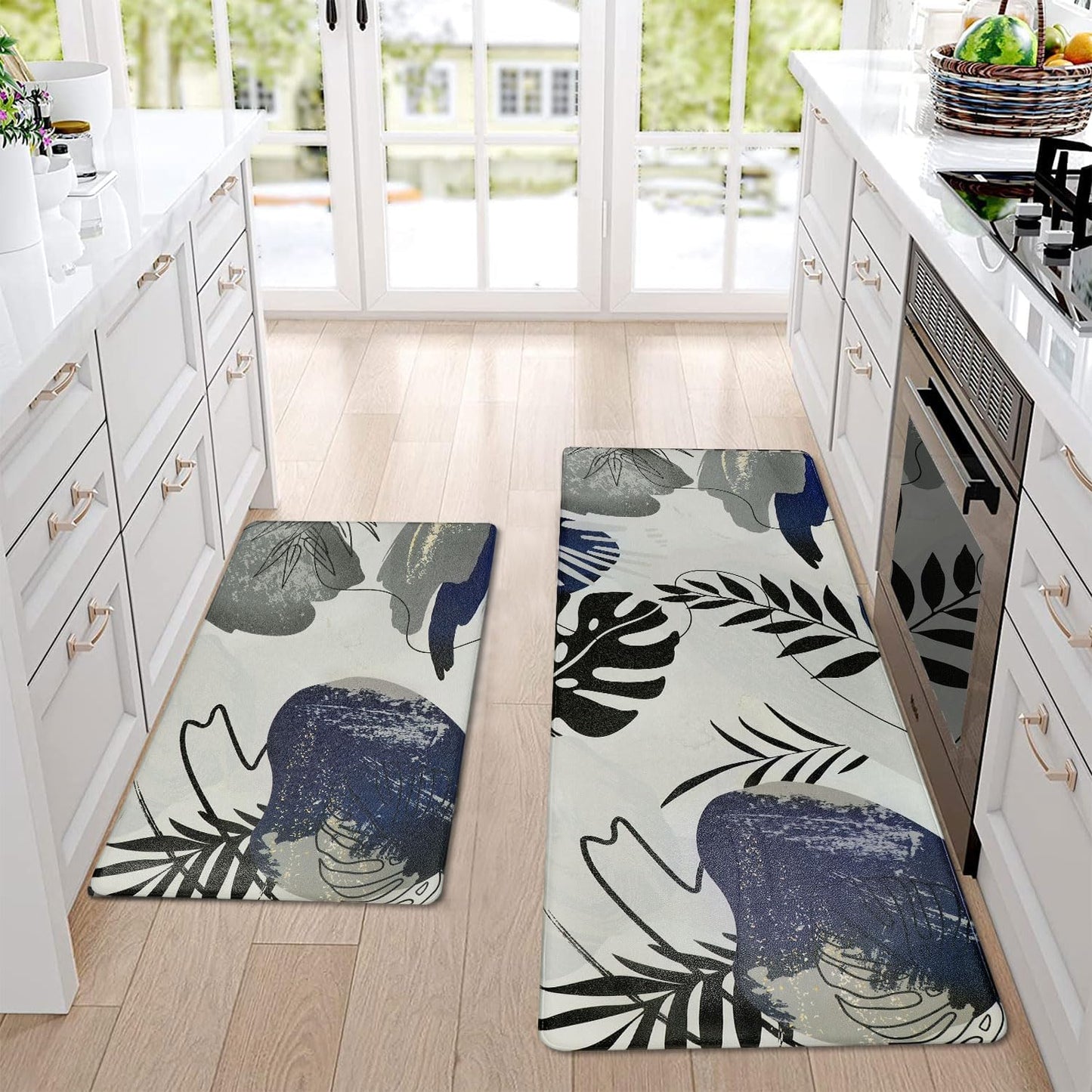 Homcomoda Anti Fatigue Kitchen Mats for Floor Set of 3 Cushioned Kitchen Rug Sets 3 Piece Non Slip Waterproof Comfort Standing Mat for Home Office Kitchen Sink