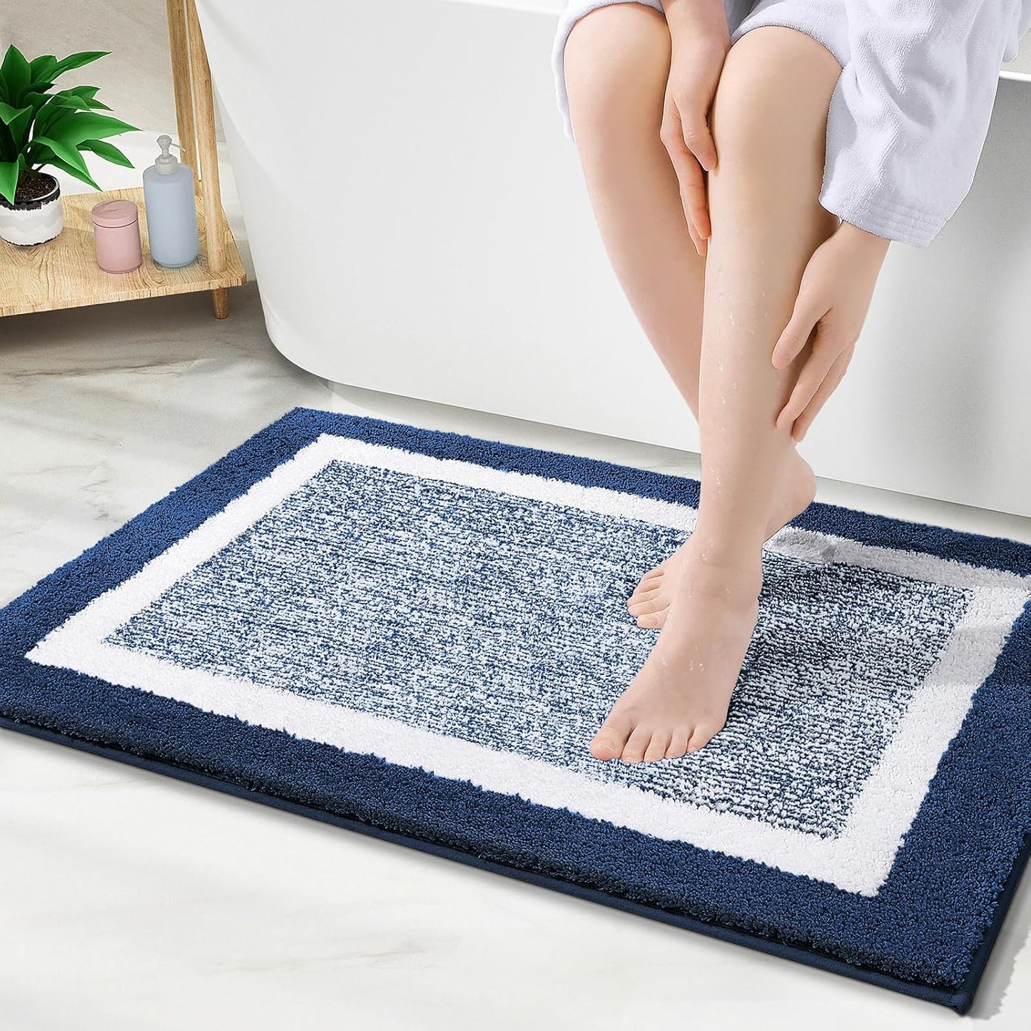 OLANLY Bathroom Rugs 24x16, Extra Soft and Absorbent Microfiber Bath Mat, Non-Slip, Machine Washable, Quick Dry Shaggy Bath Carpet, Suitable for Bathroom Floor, Tub, Shower (Small, Dark Grey)