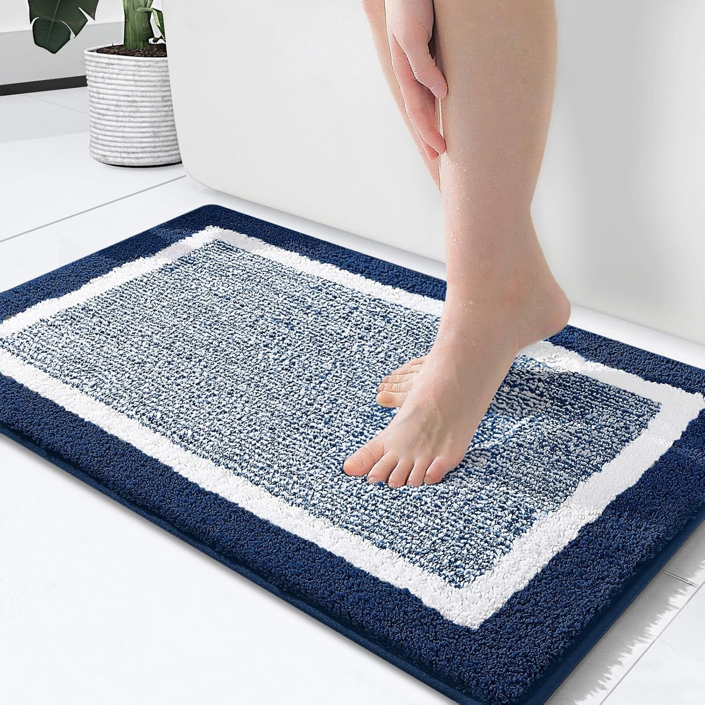 OLANLY Bathroom Rugs 24x16, Extra Soft and Absorbent Microfiber Bath Mat, Non-Slip, Machine Washable, Quick Dry Shaggy Bath Carpet, Suitable for Bathroom Floor, Tub, Shower (Small, Dark Grey)
