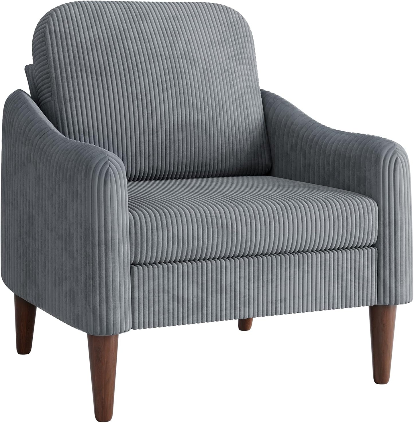 JUMMICO Corduroy Fabric Club Chair, Accent Barrel Chair, Furry Sherpa Elegant Armchair with Cozy Soft Padded, Suitable for Reception Room Bedroom Living Room Office (Gray)