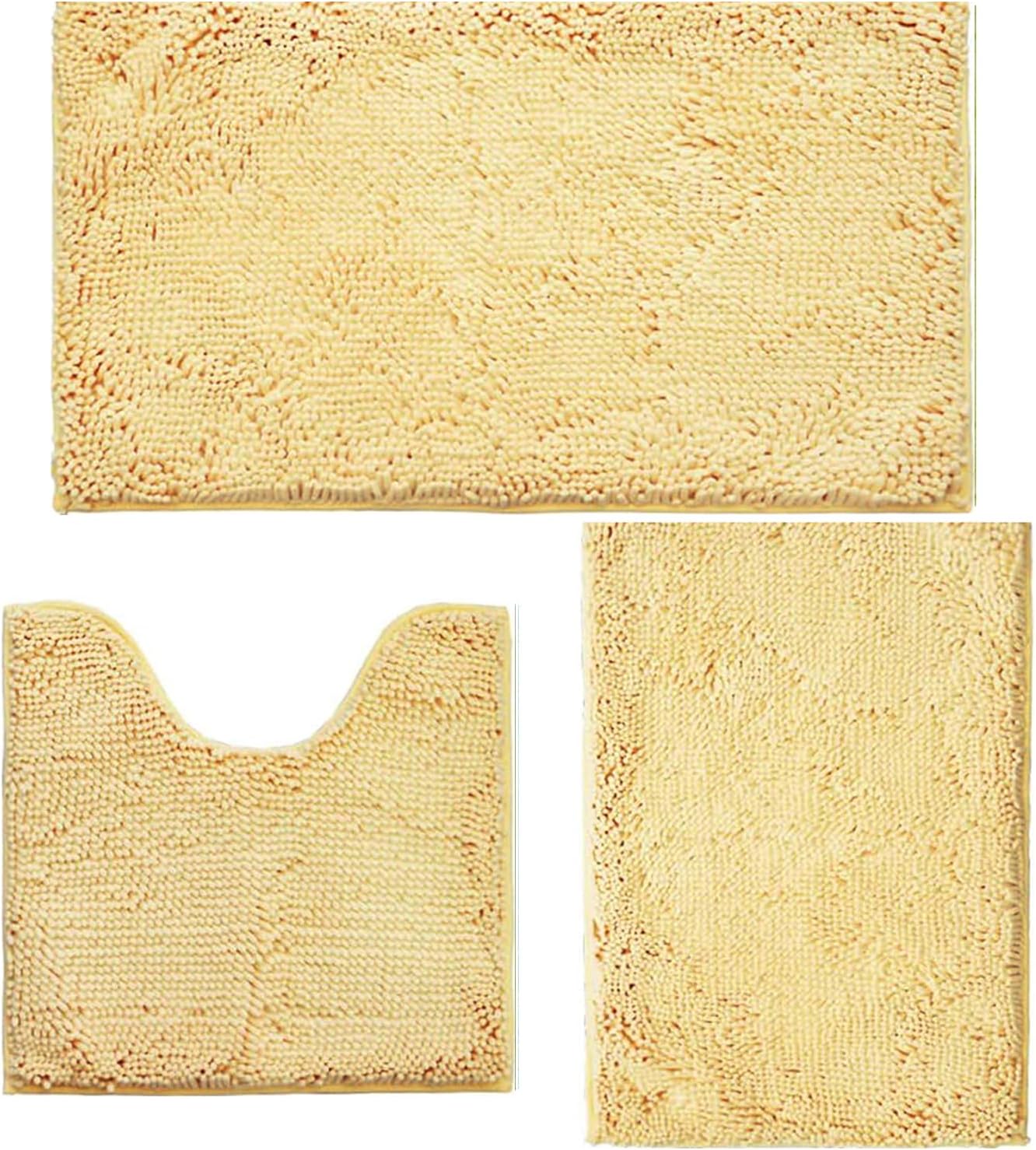 Bathroom Rugs Sets 3 Piece Non Slip,Bath Rugs with PVC Backing Bath Carpet,Bathroom Rug Washable,Absorbent,Plush Carpet Mats,Bath Mats for Bedroom, Kitchen,Tub,Home Decor (Royal)