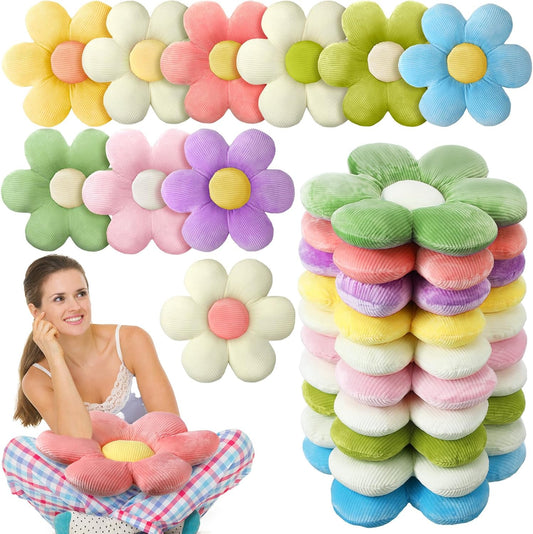 Sratte 10 Pcs Flower Shaped Throw Pillows Cute Daisy Flower Seating Cushions for Adults Reading Leisure Comfortable Home Bedroom Sofa Chair Couch Decor(19.69 Inches)