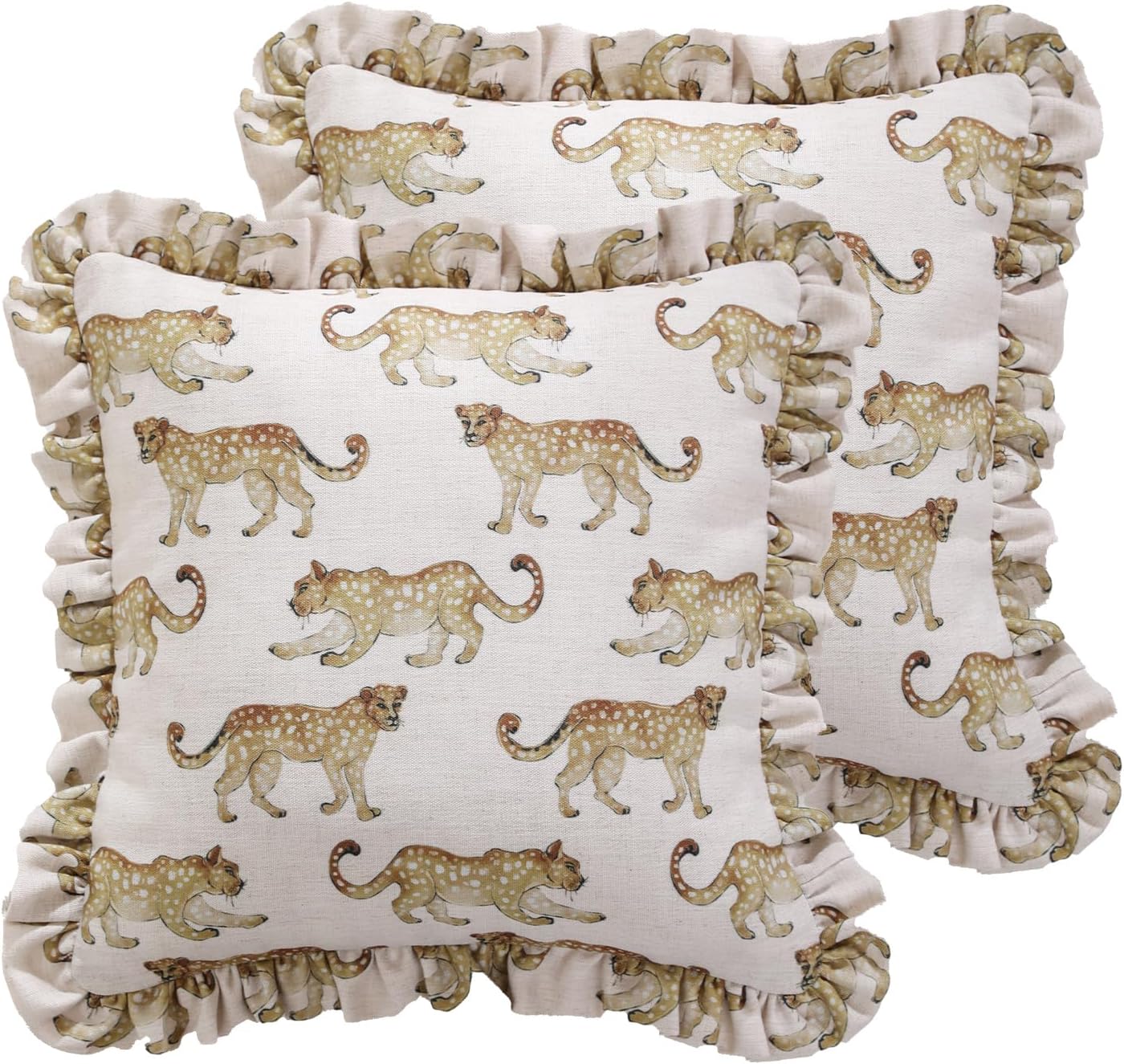 patdrea Designer Pack of 2 Square Throw Pillow Covers,Farmhouse Pink and Yellow Linen with Floral Pattern Pillows Cover,Decorative Pillowcases Cushion for Bed Living Room Outdoor Car,18"x18"