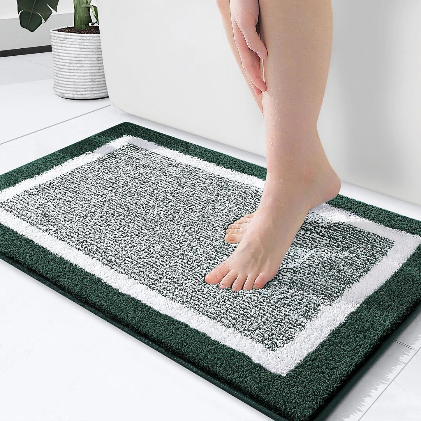 OLANLY Bathroom Rugs 24x16, Extra Soft and Absorbent Microfiber Bath Mat, Non-Slip, Machine Washable, Quick Dry Shaggy Bath Carpet, Suitable for Bathroom Floor, Tub, Shower (Small, Dark Grey)