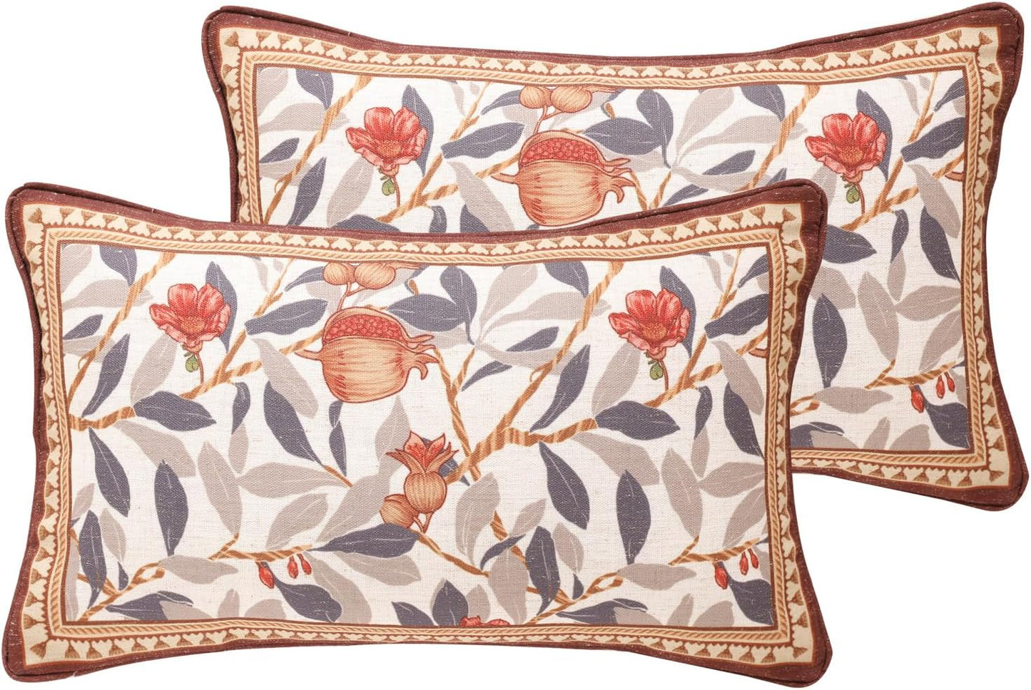 patdrea Designer Pack of 2 Square Throw Pillow Covers,Farmhouse Pink and Yellow Linen with Floral Pattern Pillows Cover,Decorative Pillowcases Cushion for Bed Living Room Outdoor Car,18"x18"