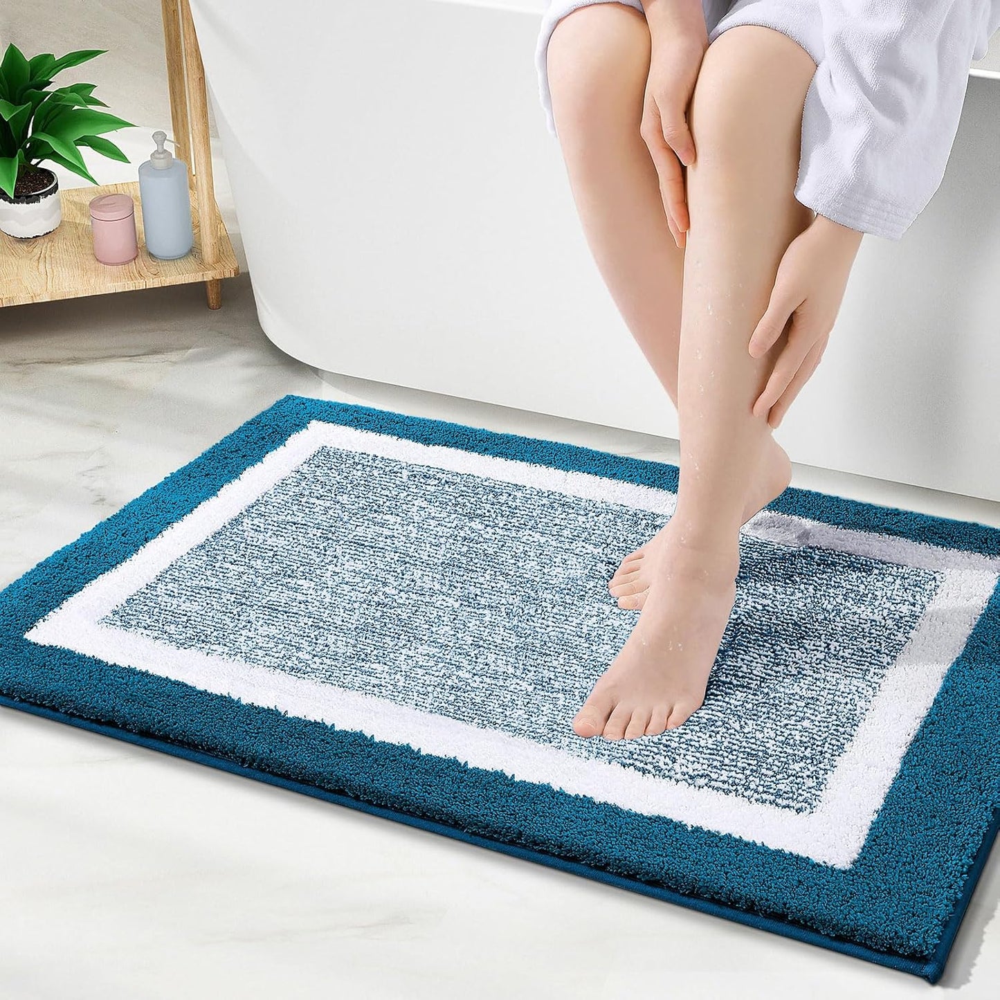 OLANLY Bathroom Rugs 24x16, Extra Soft and Absorbent Microfiber Bath Mat, Non-Slip, Machine Washable, Quick Dry Shaggy Bath Carpet, Suitable for Bathroom Floor, Tub, Shower (Small, Dark Grey)