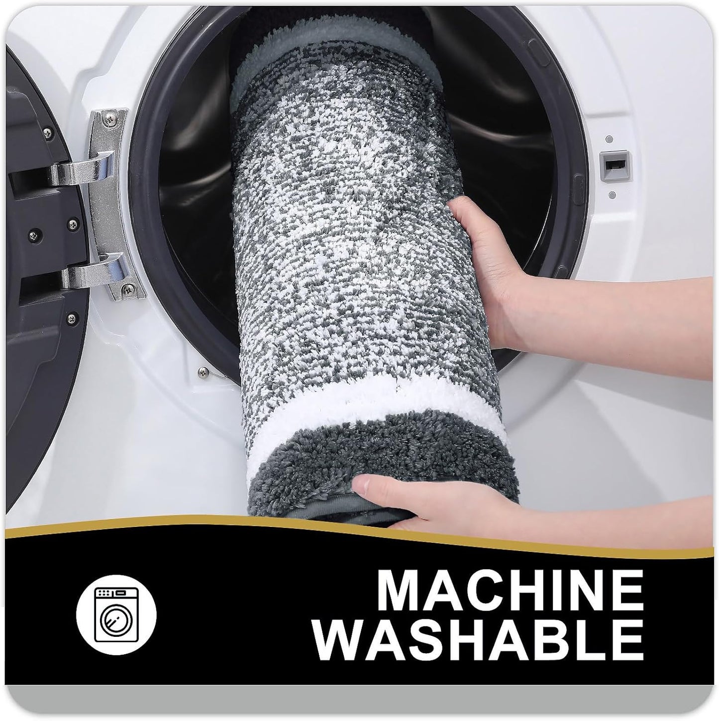 OLANLY Bathroom Rugs 24x16, Extra Soft and Absorbent Microfiber Bath Mat, Non-Slip, Machine Washable, Quick Dry Shaggy Bath Carpet, Suitable for Bathroom Floor, Tub, Shower (Small, Dark Grey)