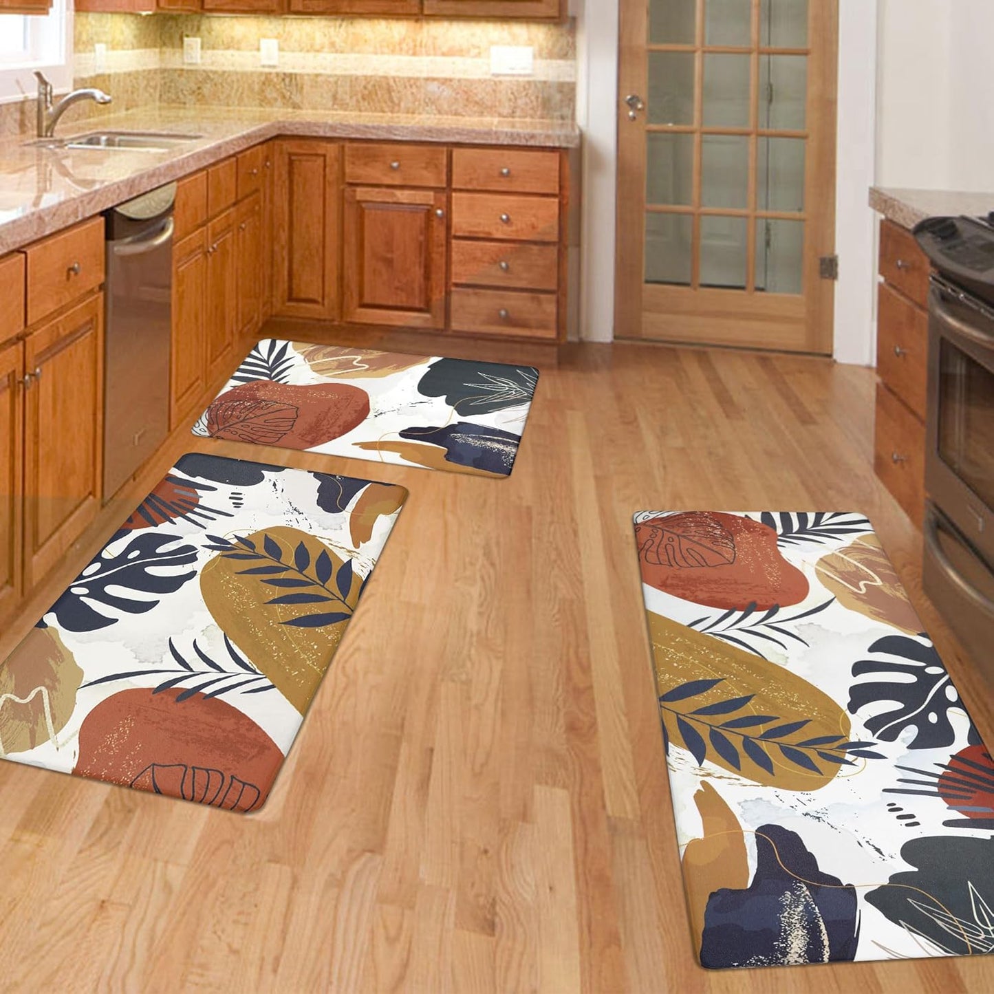 Homcomoda Anti Fatigue Kitchen Mats for Floor Set of 3 Cushioned Kitchen Rug Sets 3 Piece Non Slip Waterproof Comfort Standing Mat for Home Office Kitchen Sink