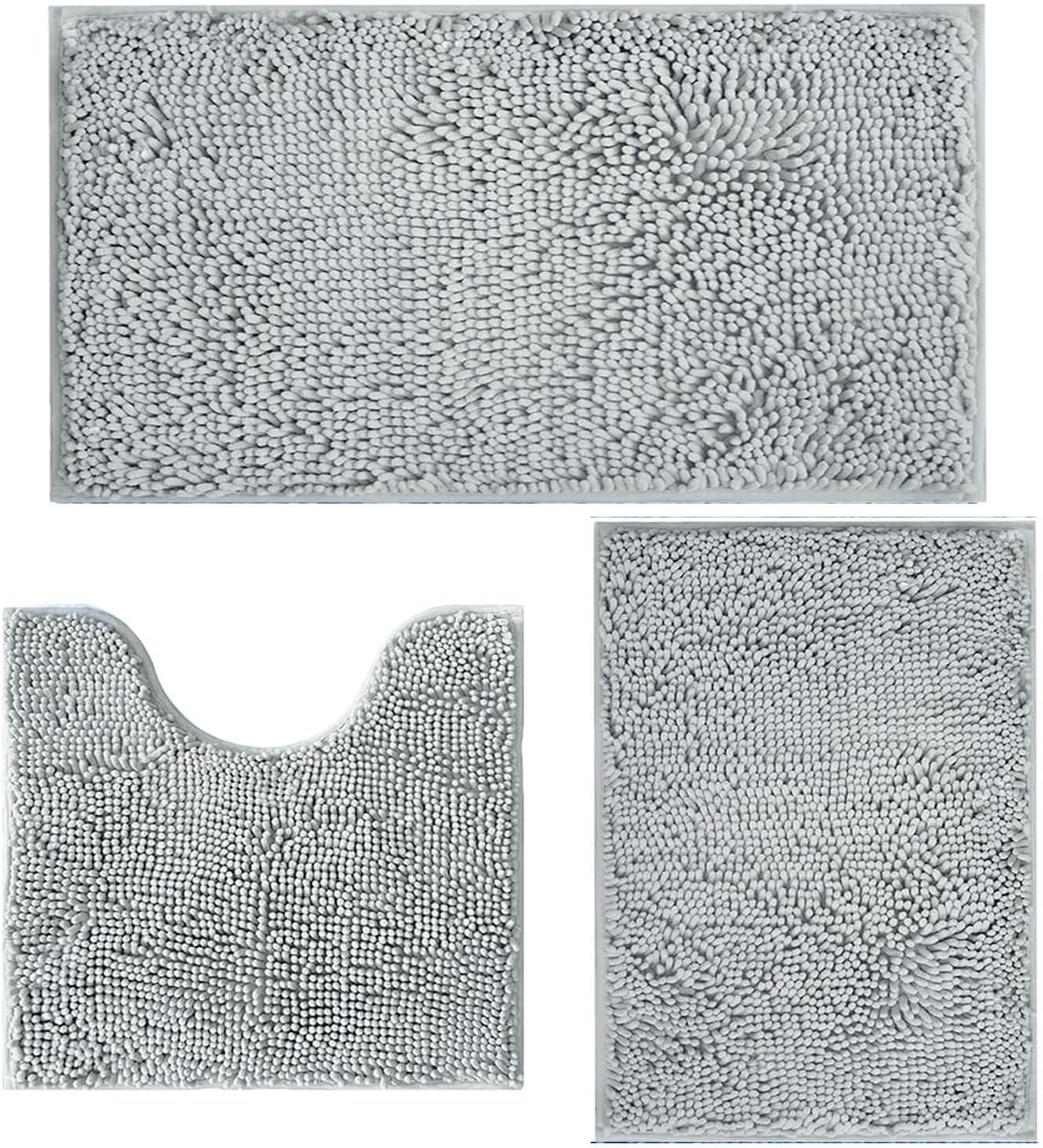 Bathroom Rugs Sets 3 Piece Non Slip,Bath Rugs with PVC Backing Bath Carpet,Bathroom Rug Washable,Absorbent,Plush Carpet Mats,Bath Mats for Bedroom, Kitchen,Tub,Home Decor (Royal)