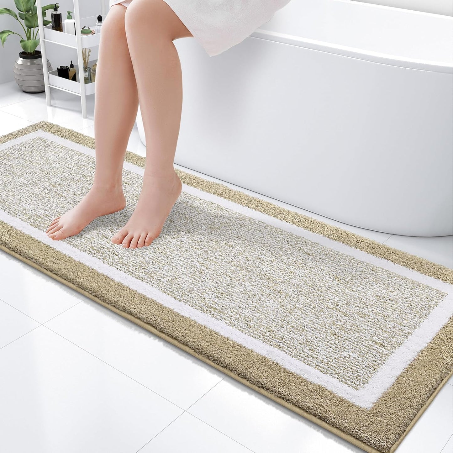 OLANLY Bathroom Rugs 24x16, Extra Soft and Absorbent Microfiber Bath Mat, Non-Slip, Machine Washable, Quick Dry Shaggy Bath Carpet, Suitable for Bathroom Floor, Tub, Shower (Small, Dark Grey)