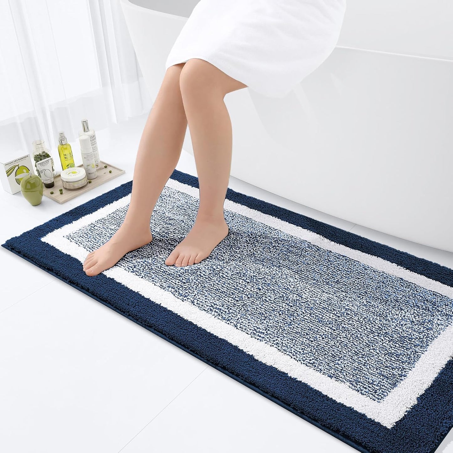 OLANLY Bathroom Rugs 24x16, Extra Soft and Absorbent Microfiber Bath Mat, Non-Slip, Machine Washable, Quick Dry Shaggy Bath Carpet, Suitable for Bathroom Floor, Tub, Shower (Small, Dark Grey)