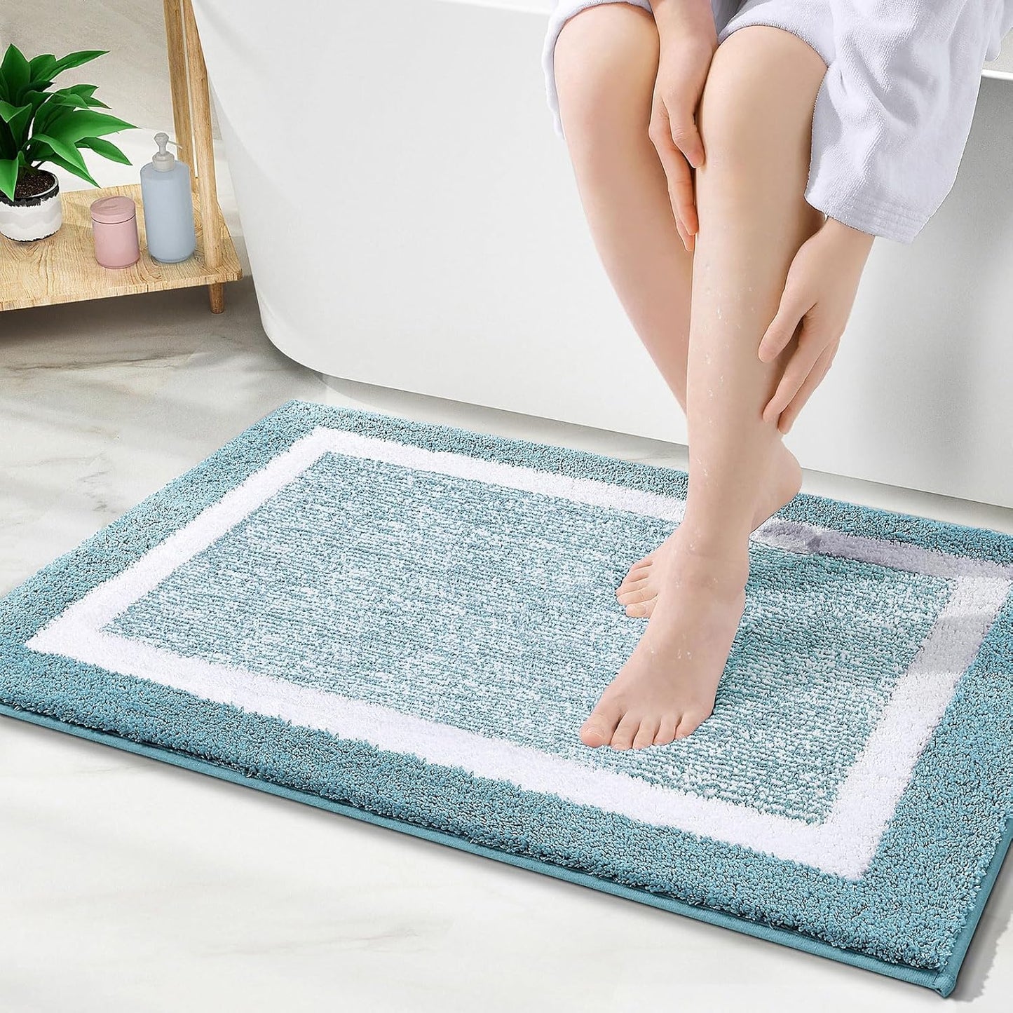 OLANLY Bathroom Rugs 24x16, Extra Soft and Absorbent Microfiber Bath Mat, Non-Slip, Machine Washable, Quick Dry Shaggy Bath Carpet, Suitable for Bathroom Floor, Tub, Shower (Small, Dark Grey)