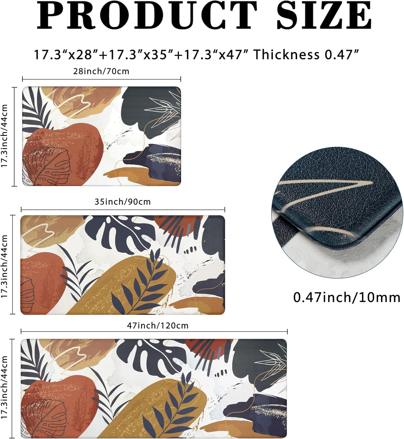 Homcomoda Anti Fatigue Kitchen Mats for Floor Set of 3 Cushioned Kitchen Rug Sets 3 Piece Non Slip Waterproof Comfort Standing Mat for Home Office Kitchen Sink