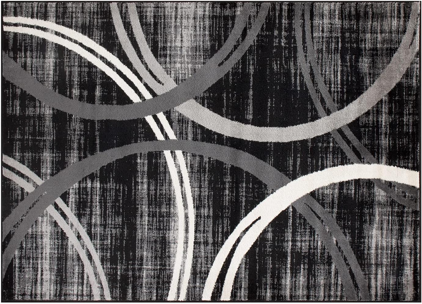 Rugshop Wavy Circles Design Area Rug, Fade-Resistant Carpet for Living Room, Dining Room, or Bedroom, Gray, 5'3" x 7'3"