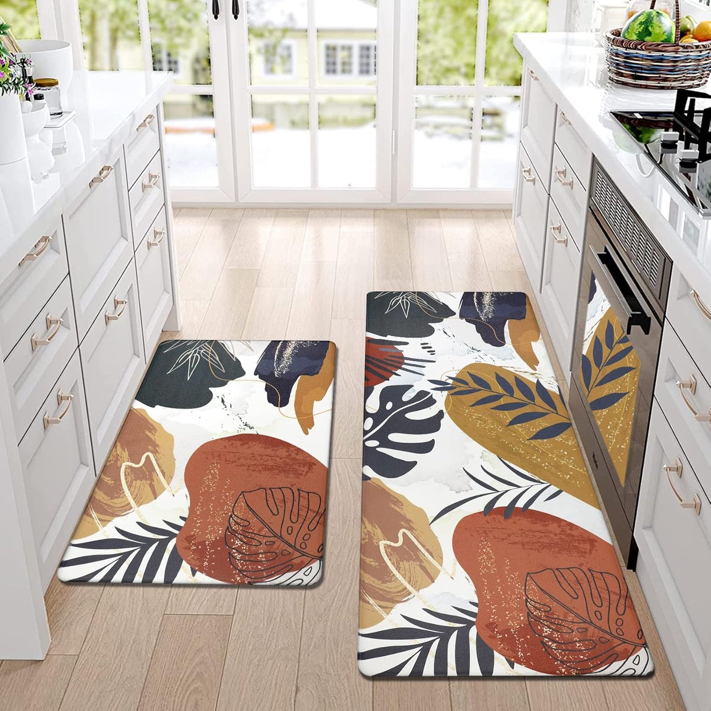 Homcomoda Anti Fatigue Kitchen Mats for Floor Set of 3 Cushioned Kitchen Rug Sets 3 Piece Non Slip Waterproof Comfort Standing Mat for Home Office Kitchen Sink