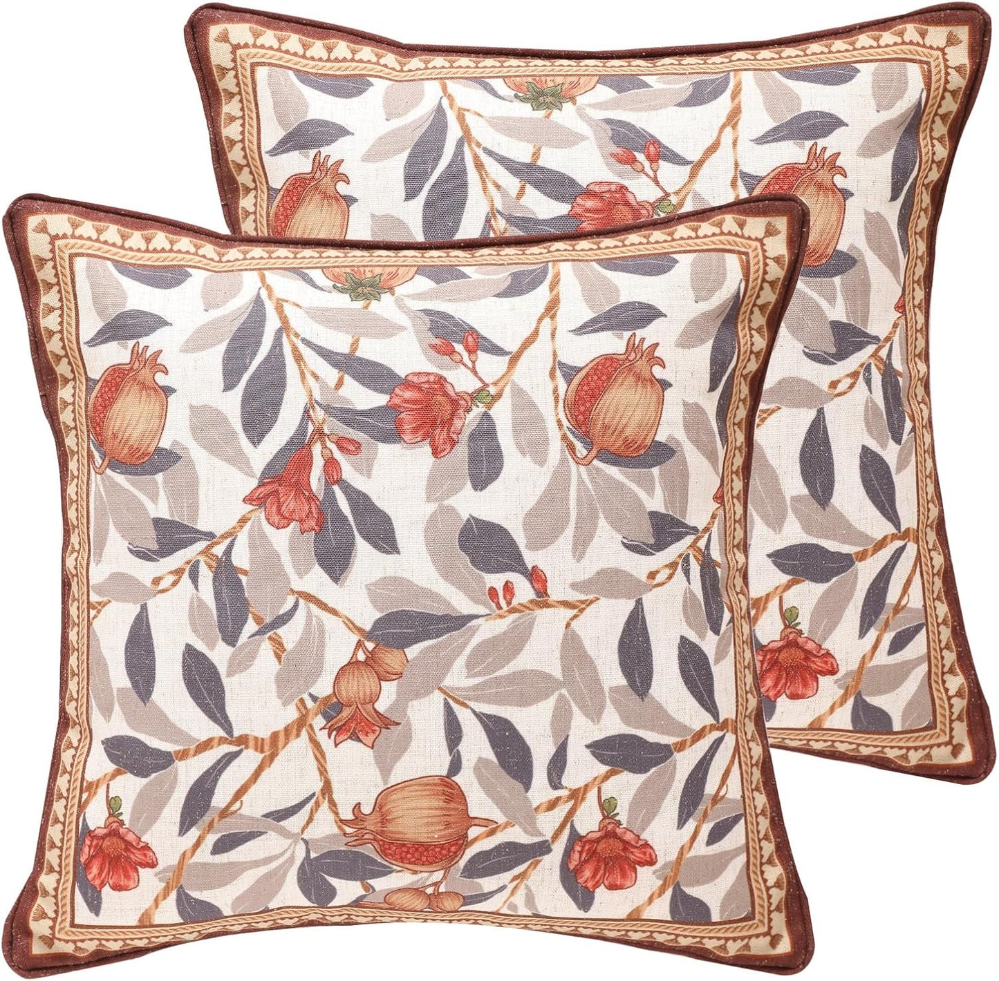 patdrea Designer Pack of 2 Square Throw Pillow Covers,Farmhouse Pink and Yellow Linen with Floral Pattern Pillows Cover,Decorative Pillowcases Cushion for Bed Living Room Outdoor Car,18"x18"