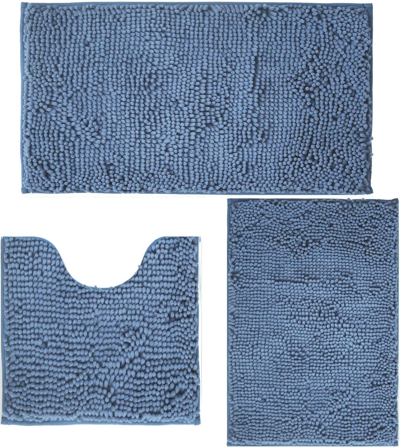 Bathroom Rugs Sets 3 Piece Non Slip,Bath Rugs with PVC Backing Bath Carpet,Bathroom Rug Washable,Absorbent,Plush Carpet Mats,Bath Mats for Bedroom, Kitchen,Tub,Home Decor (Royal)