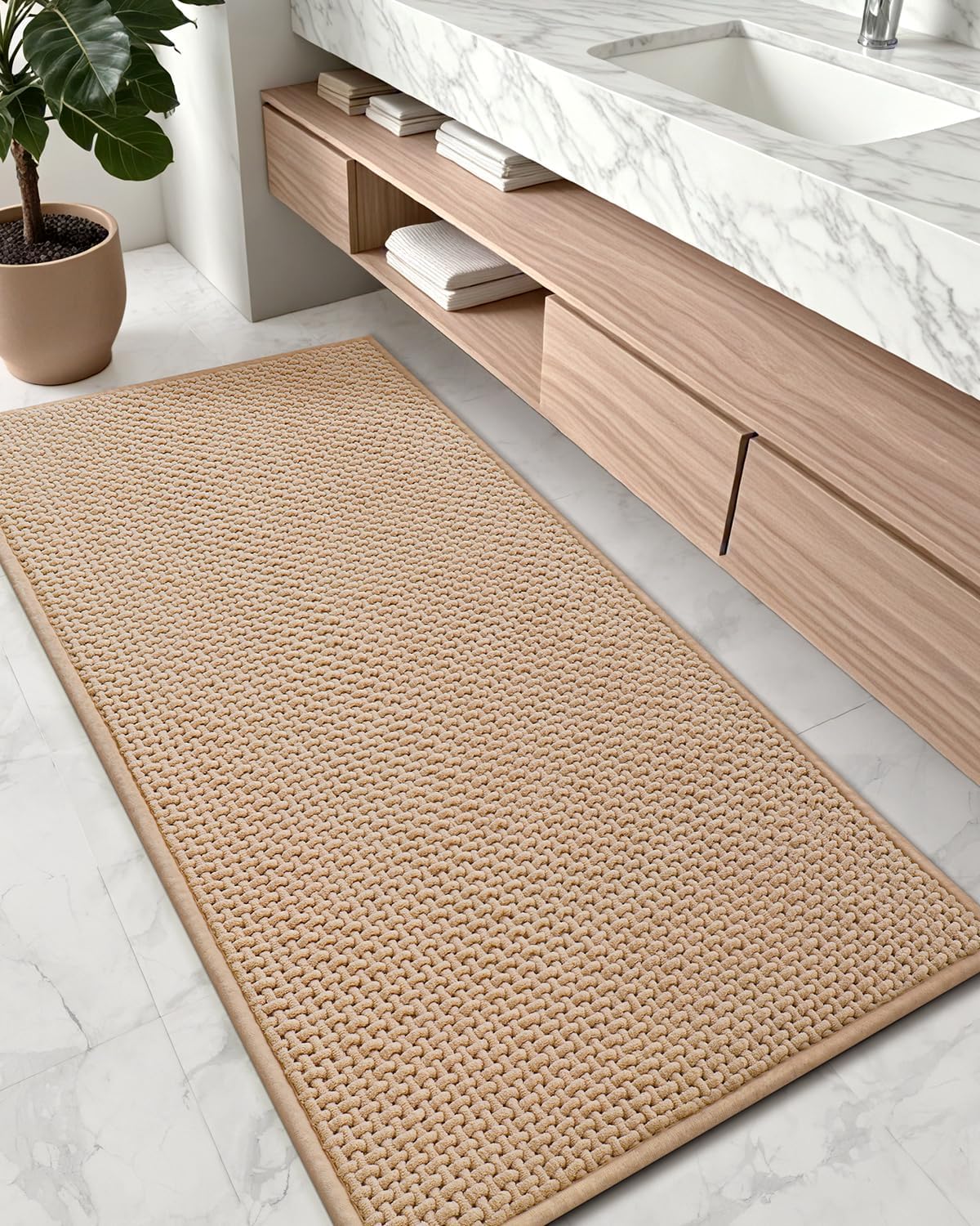 Color&Geometry Chenille Pile Large Bathroom Rugs Upgraded Denser, 24"x36" Non Slip Absorbent Black Bath Mats for Bathroom Thin Fit Under Door, Washable Quick Dry