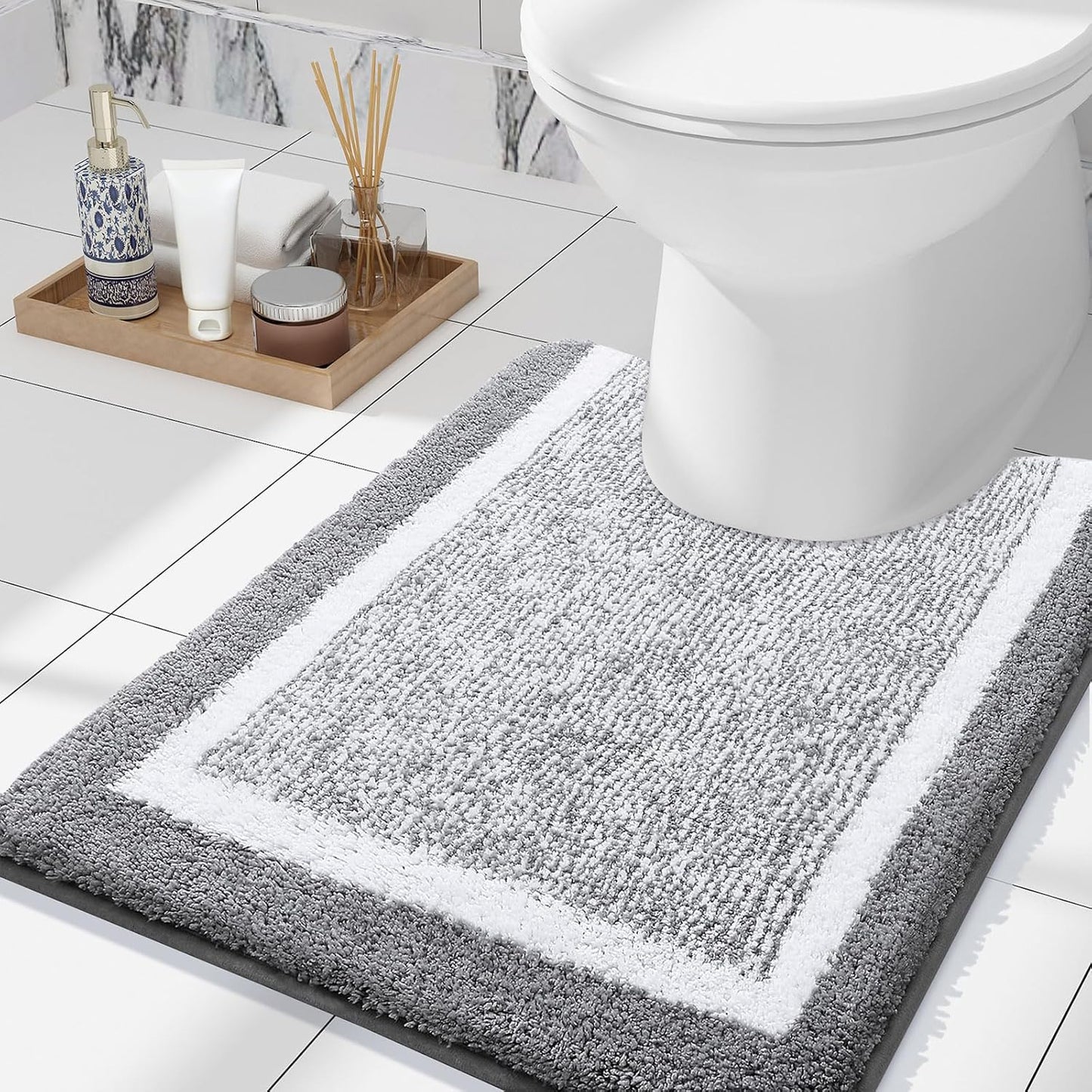 OLANLY Bathroom Rugs 24x16, Extra Soft and Absorbent Microfiber Bath Mat, Non-Slip, Machine Washable, Quick Dry Shaggy Bath Carpet, Suitable for Bathroom Floor, Tub, Shower (Small, Dark Grey)