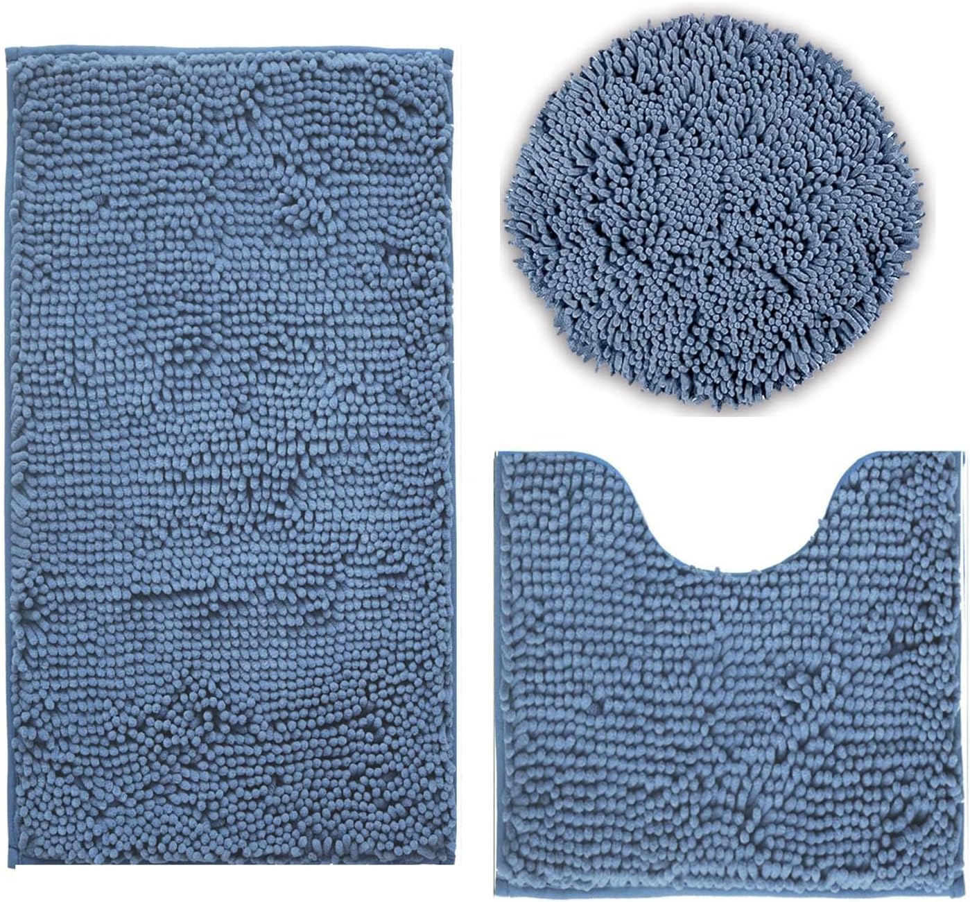 Bathroom Rugs Sets 3 Piece Non Slip,Bath Rugs with PVC Backing Bath Carpet,Bathroom Rug Washable,Absorbent,Plush Carpet Mats,Bath Mats for Bedroom, Kitchen,Tub,Home Decor (Royal)