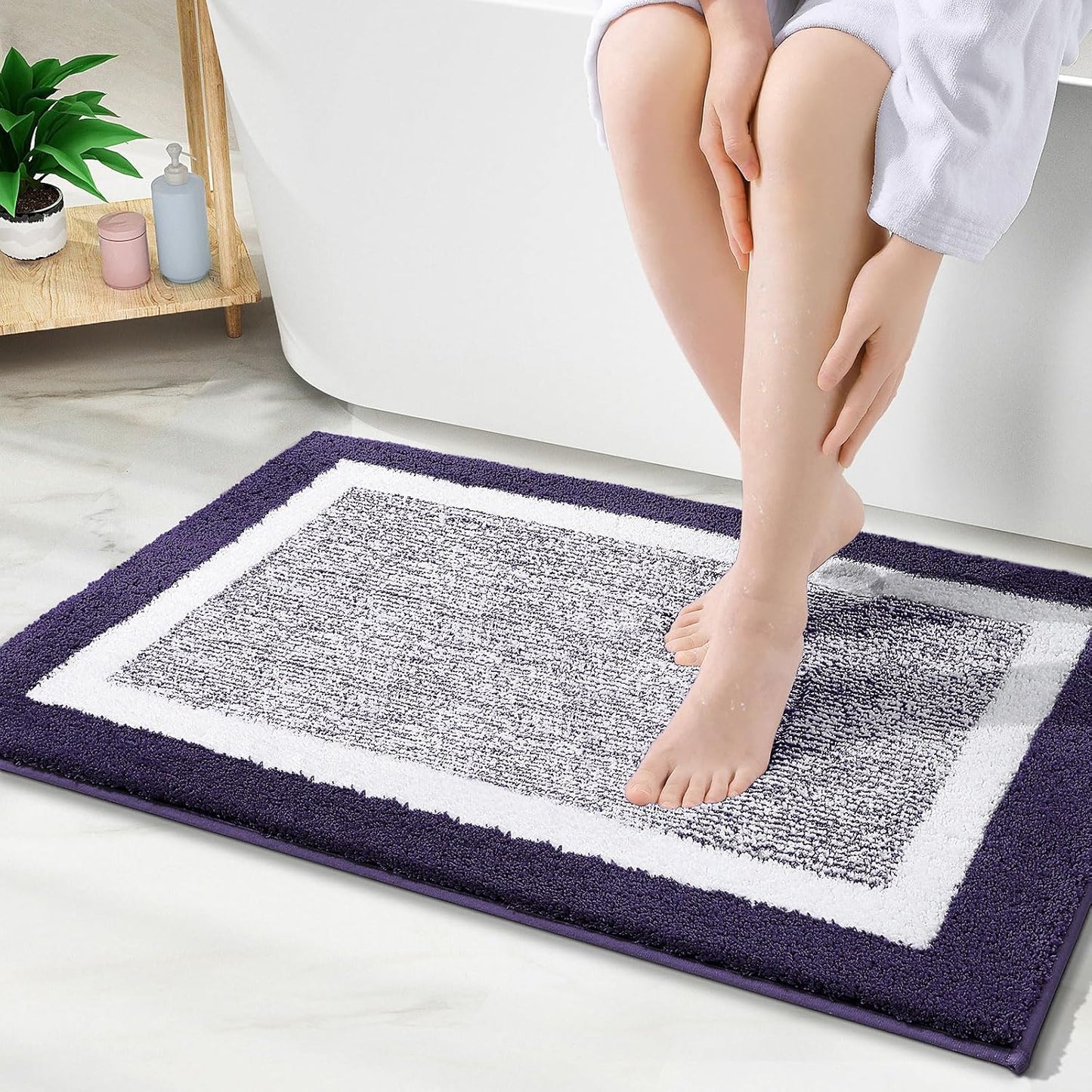 OLANLY Bathroom Rugs 24x16, Extra Soft and Absorbent Microfiber Bath Mat, Non-Slip, Machine Washable, Quick Dry Shaggy Bath Carpet, Suitable for Bathroom Floor, Tub, Shower (Small, Dark Grey)