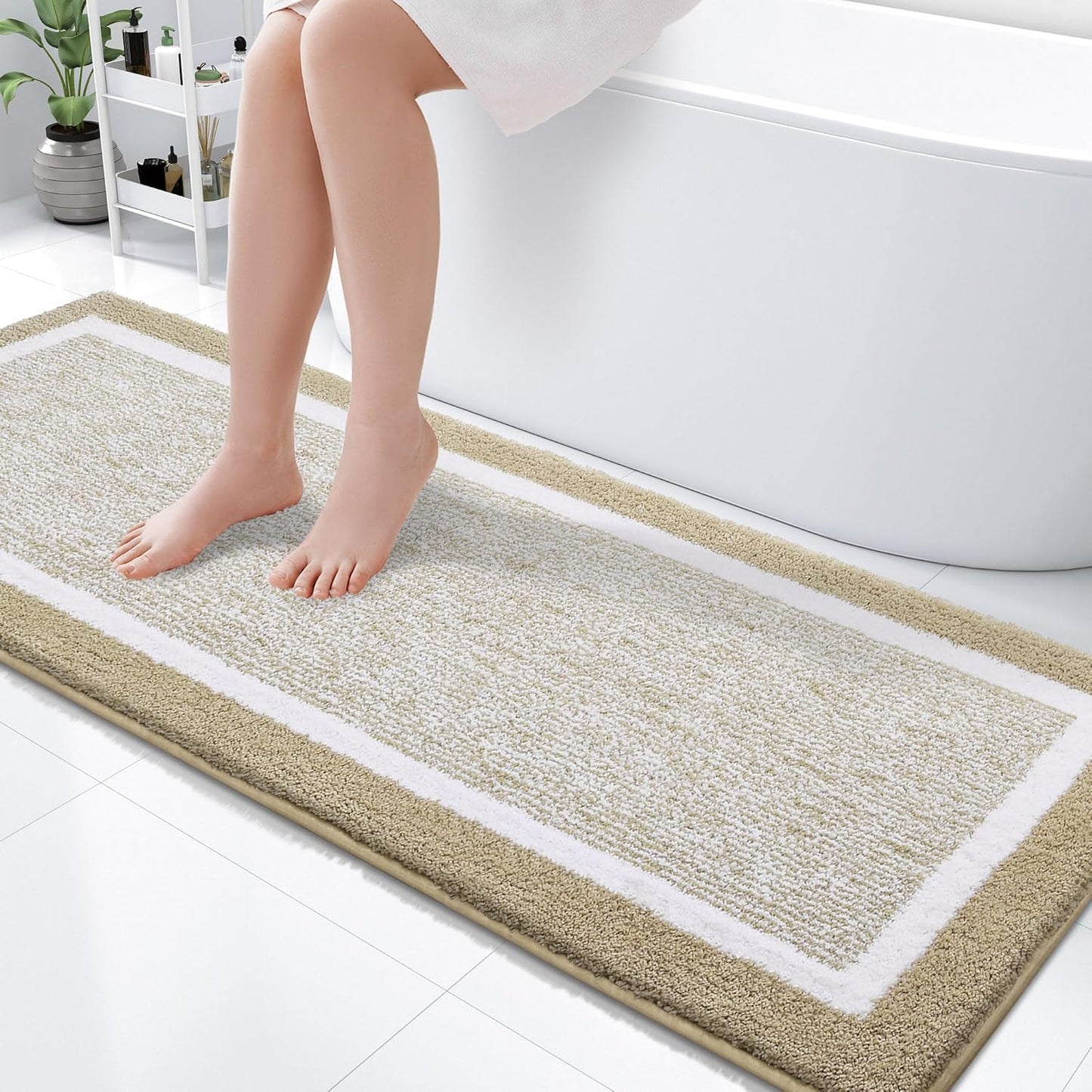 OLANLY Bathroom Rugs 24x16, Extra Soft and Absorbent Microfiber Bath Mat, Non-Slip, Machine Washable, Quick Dry Shaggy Bath Carpet, Suitable for Bathroom Floor, Tub, Shower (Small, Dark Grey)