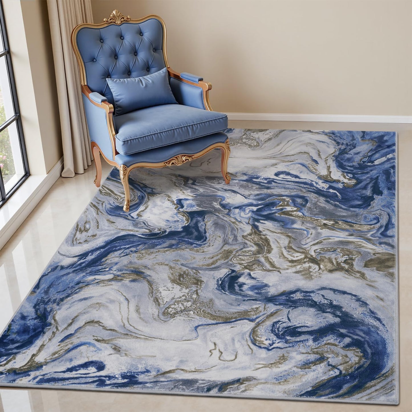 5x7 Area Rugs for Living Room, Modern Abstract Rug for Bedroom, Contemporary Machine Washable Rug, Large Stain Resistant Carpet for Dining Room Playroom Home Office, Pet & Kids Friendly