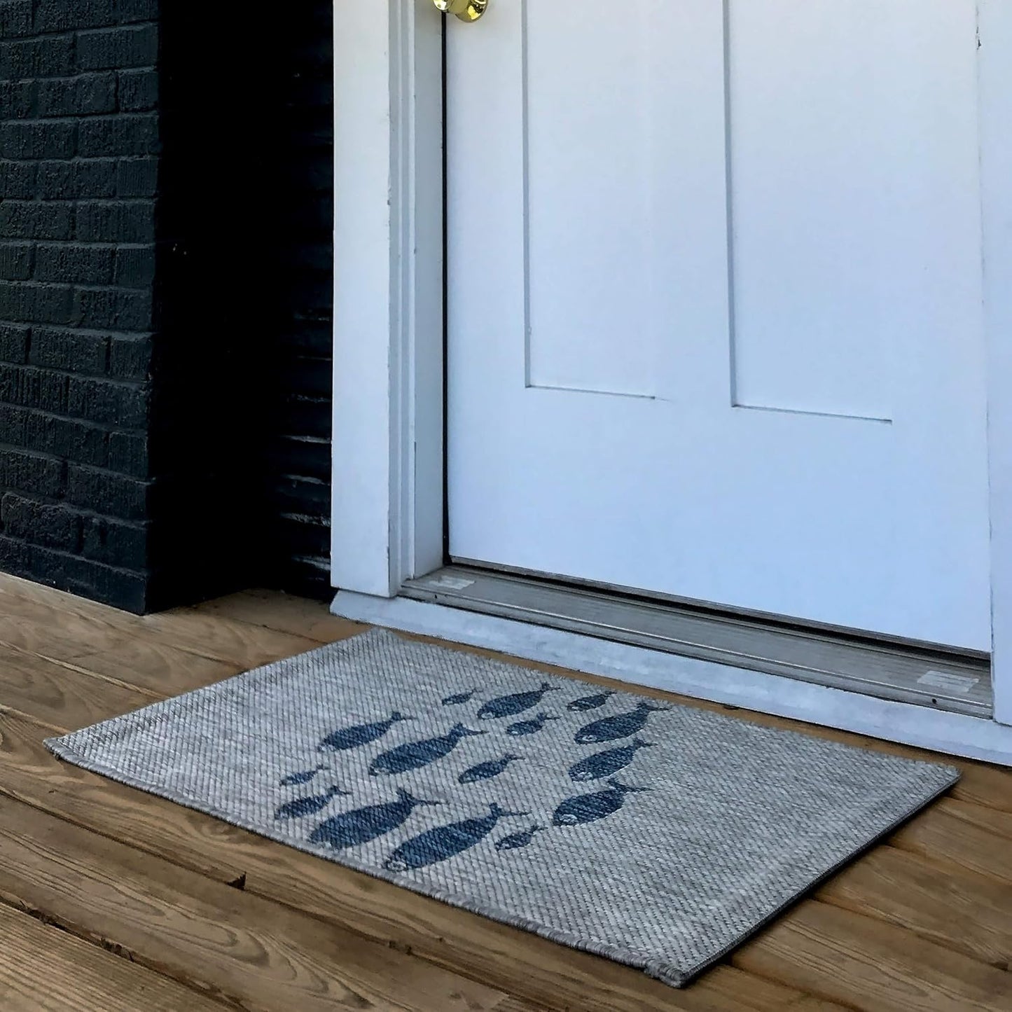 LR Home 5x7 Indoor/Outdoor Area Rug for Home Decor | Coastal Reef Carpet for Living Room, Bedroom, Playroom, Patio, Garden | Modern Farmhouse Rug | Blue/Gray