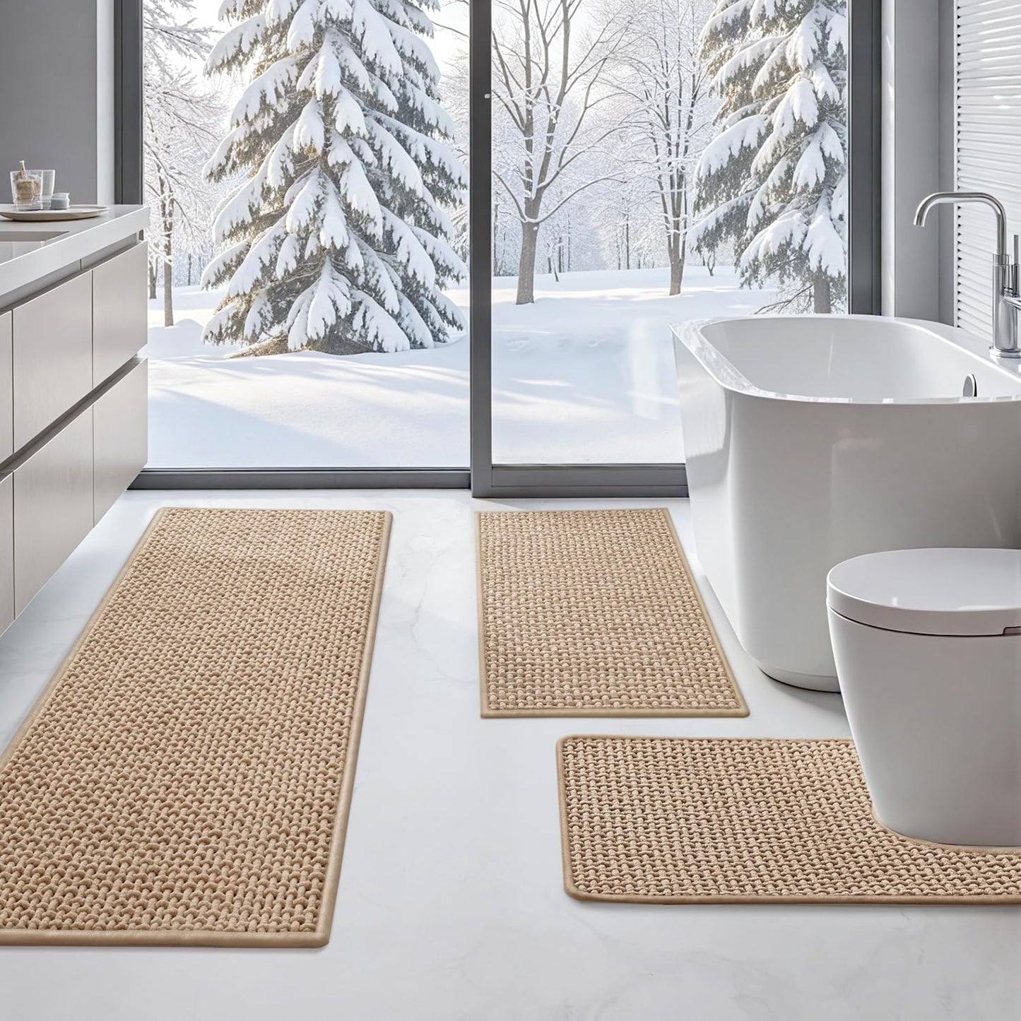 Color&Geometry Chenille Pile Large Bathroom Rugs Upgraded Denser, 24"x36" Non Slip Absorbent Black Bath Mats for Bathroom Thin Fit Under Door, Washable Quick Dry