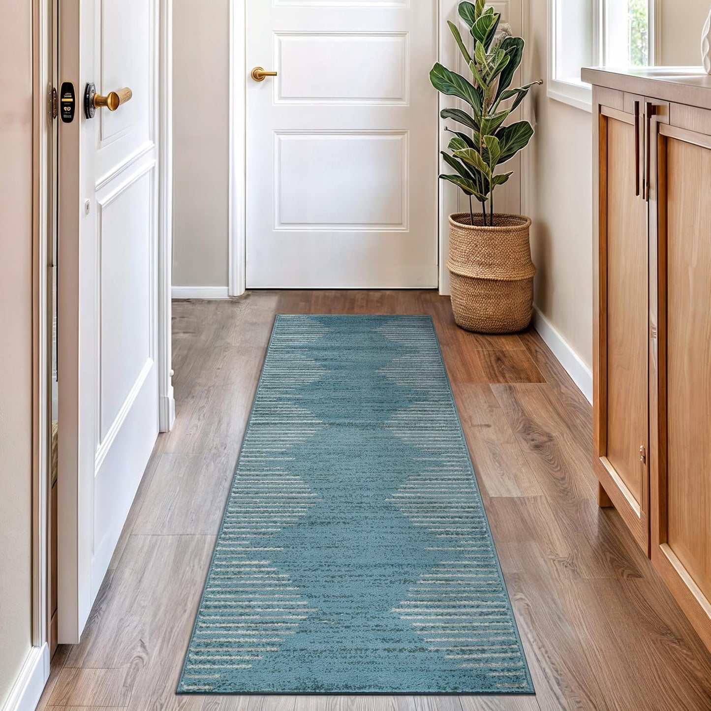 Rugshop Bohemian Stripe Stain Resistant High Traffic Living Room Kitchen Bedroom Dining Home Office Area Rug 5' x 7' Black