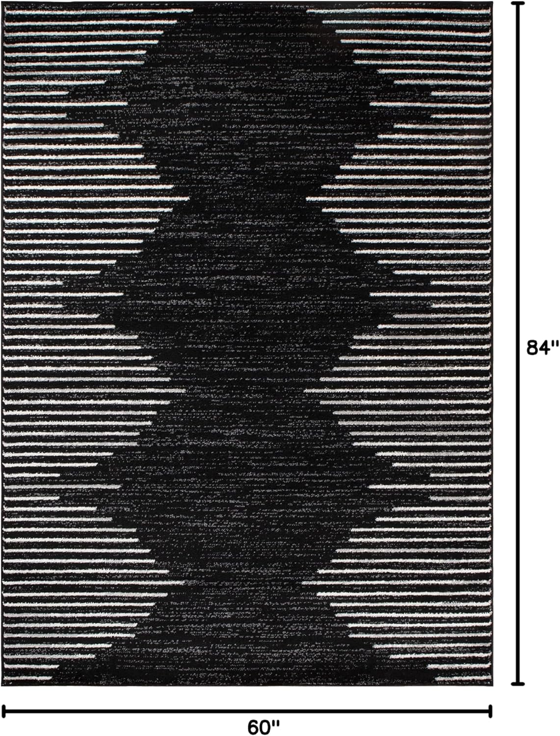 Rugshop Bohemian Stripe Stain Resistant High Traffic Living Room Kitchen Bedroom Dining Home Office Area Rug 5' x 7' Black