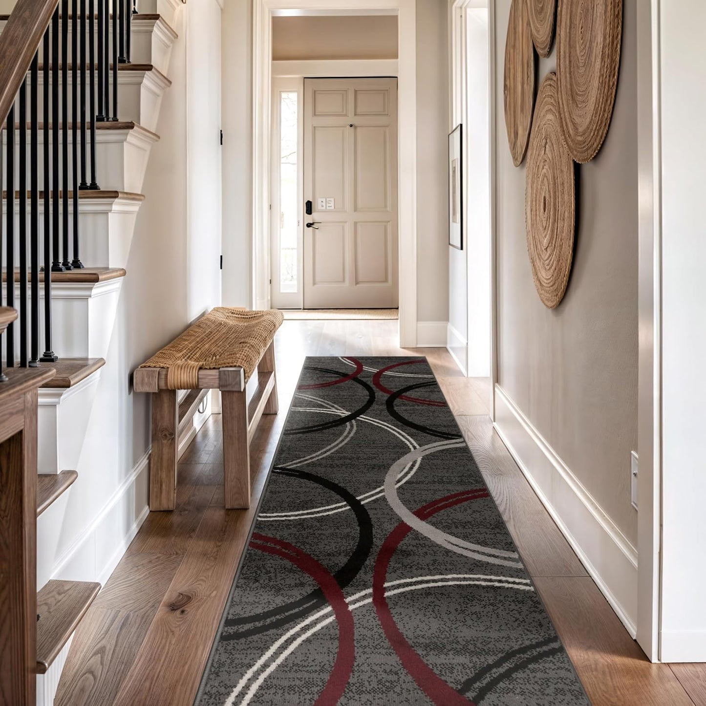 Rugshop Wavy Circles Design Area Rug, Fade-Resistant Carpet for Living Room, Dining Room, or Bedroom, Gray, 5'3" x 7'3"