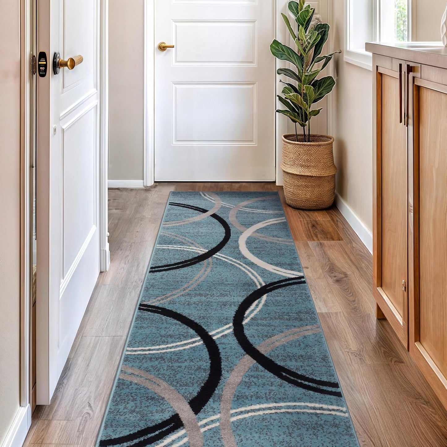 Rugshop Wavy Circles Design Area Rug, Fade-Resistant Carpet for Living Room, Dining Room, or Bedroom, Gray, 5'3" x 7'3"